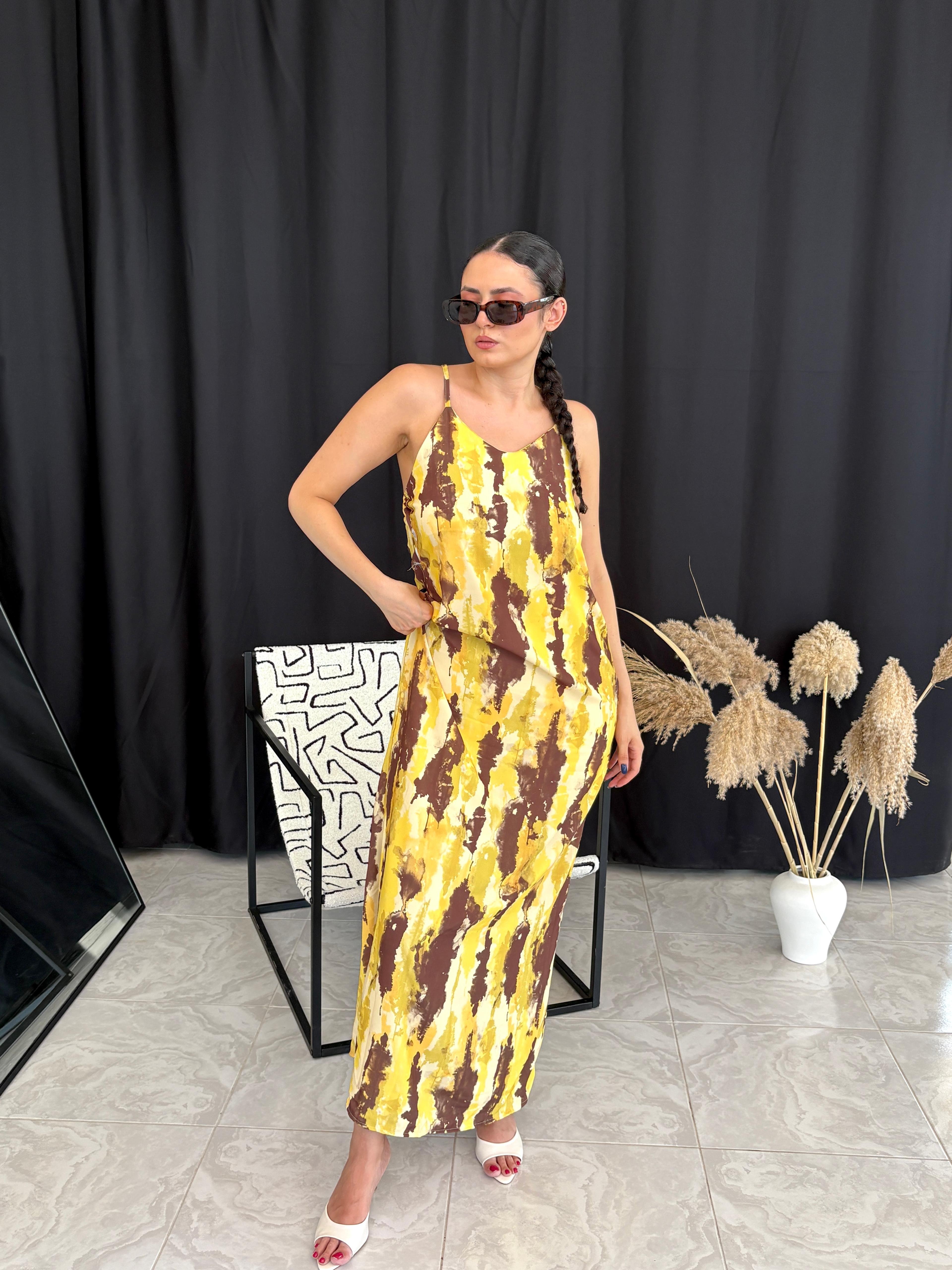 Sırtı Çapraz Detaylı Batik Elbise
