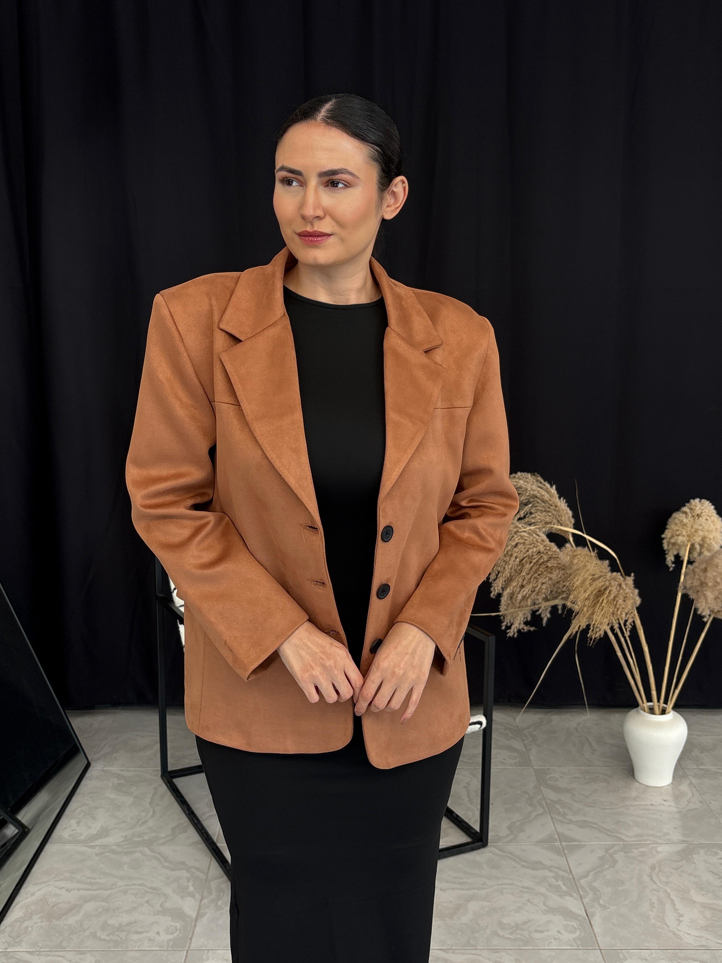 Taba Süet Blazer Ceket