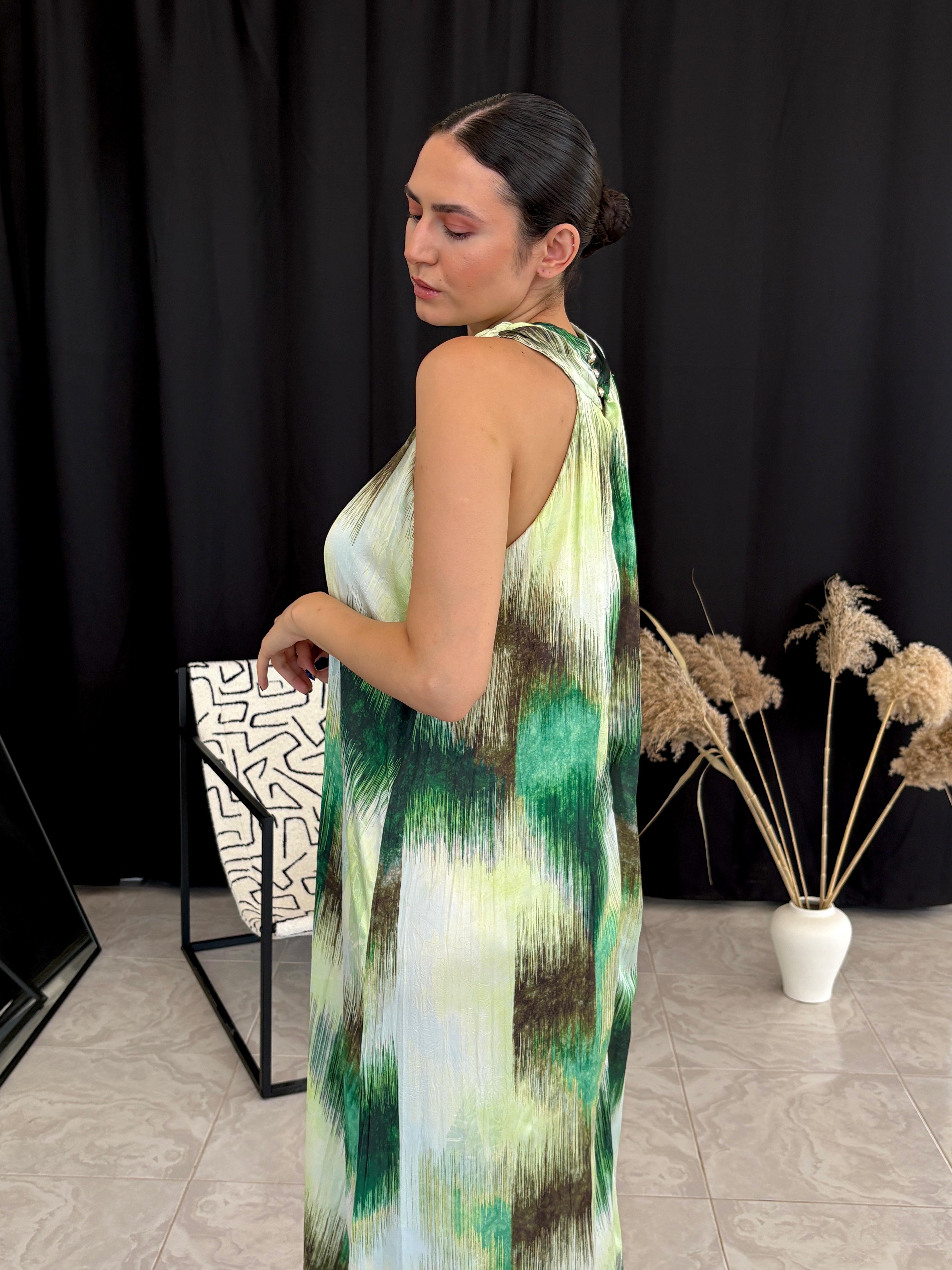 Halter Yaka Şifon Elbise