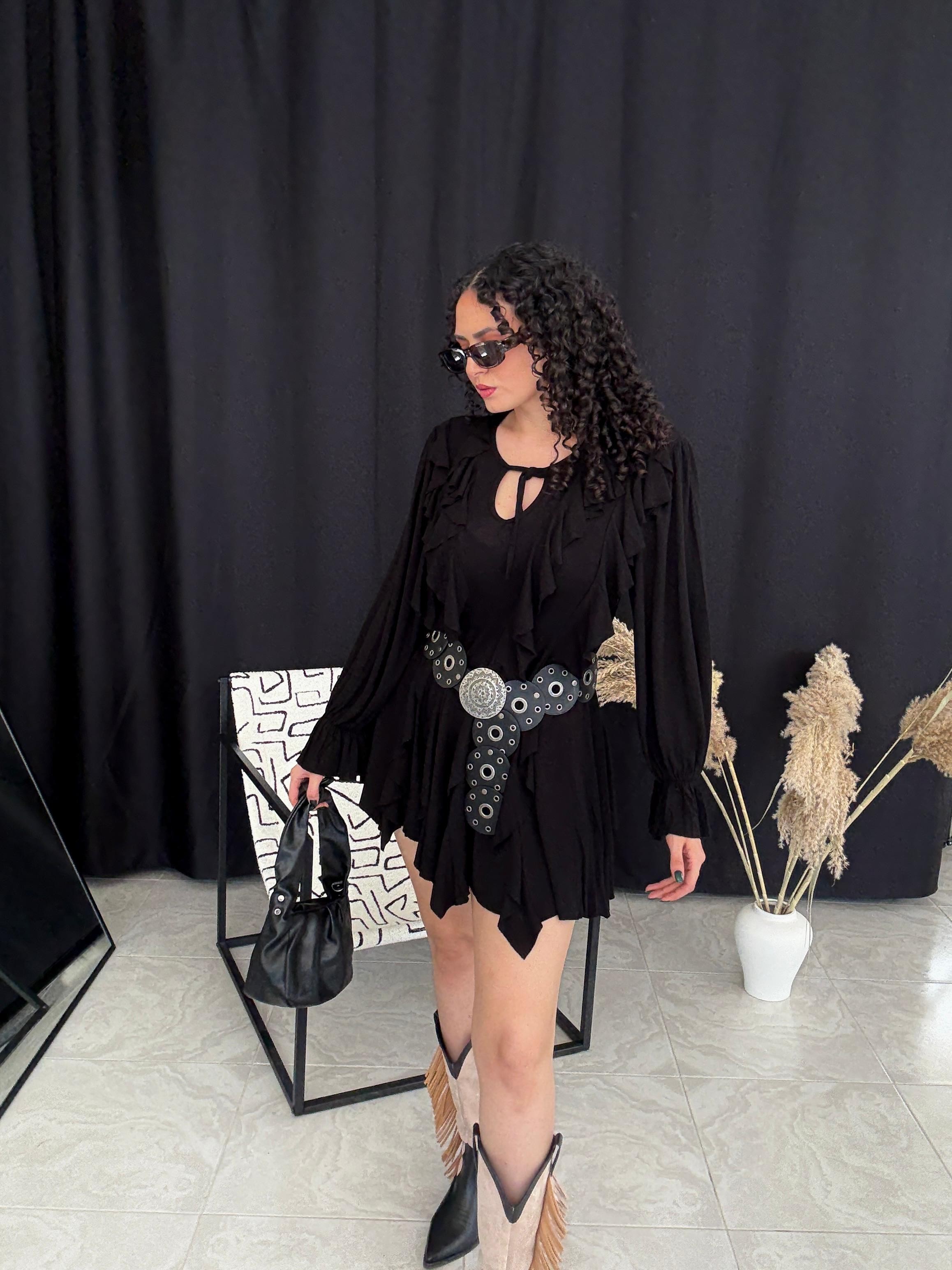 Lina Fırfırlı Bohem Elbise