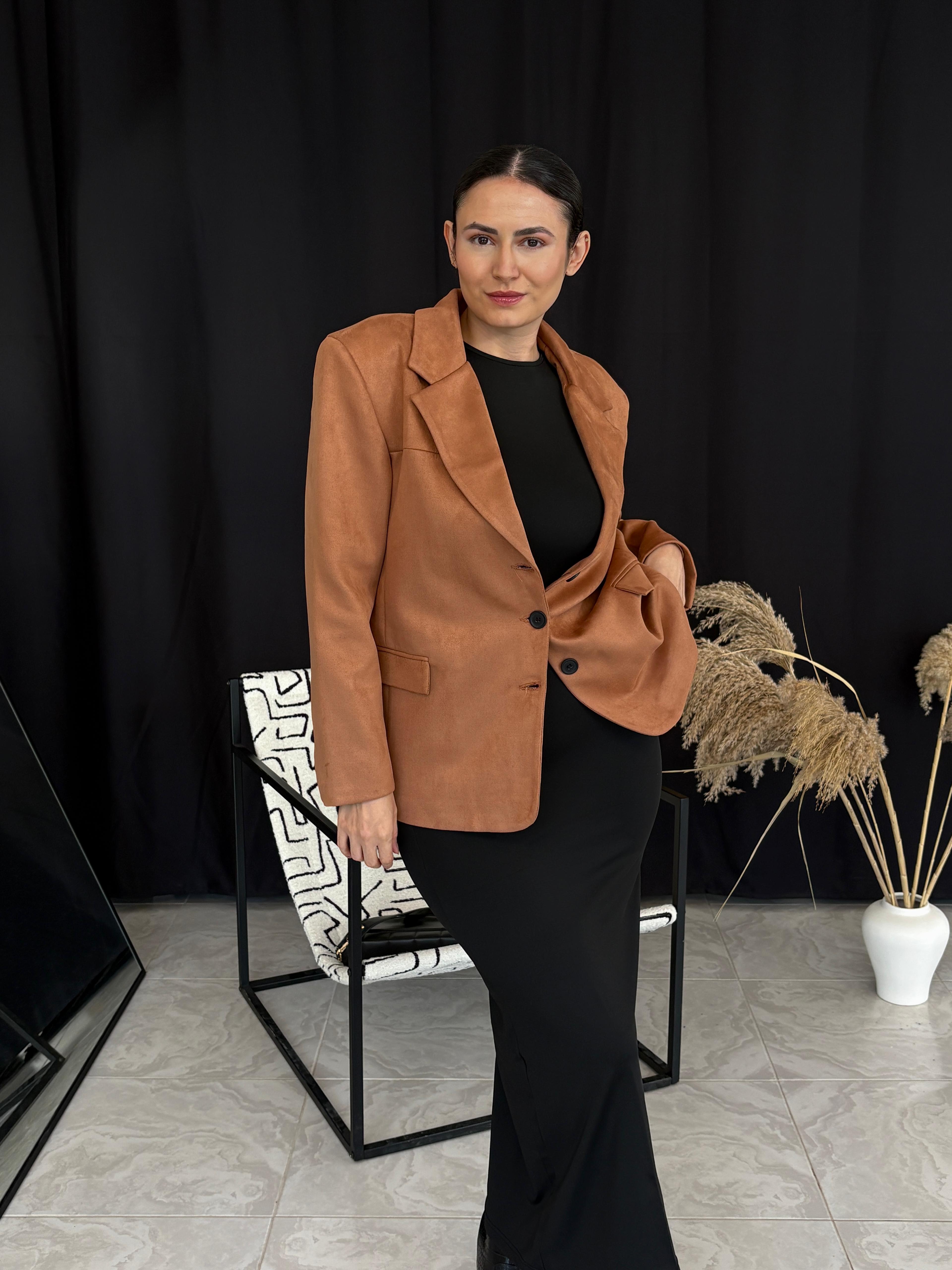 Taba Süet Blazer Ceket