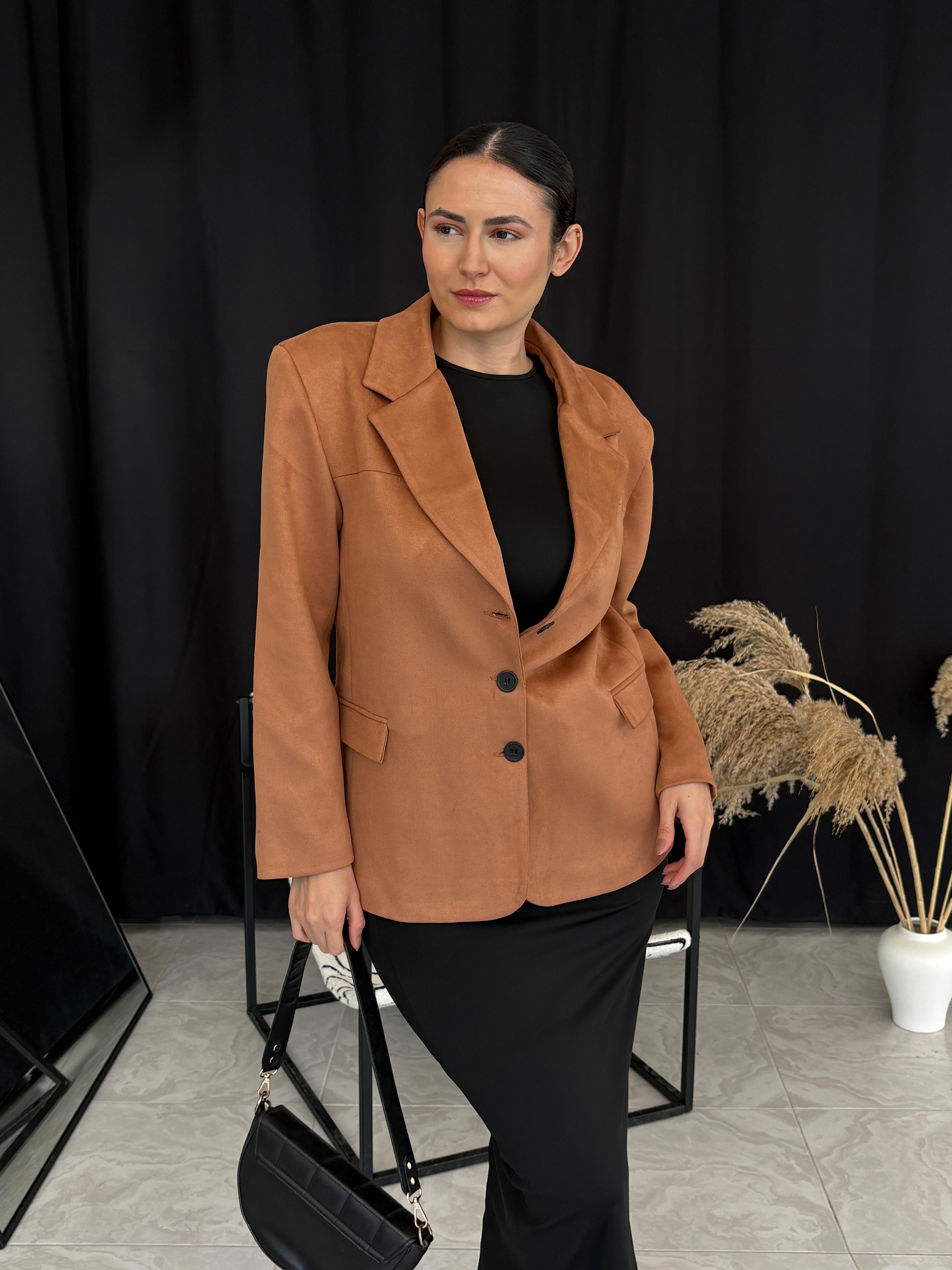 Taba Süet Blazer Ceket