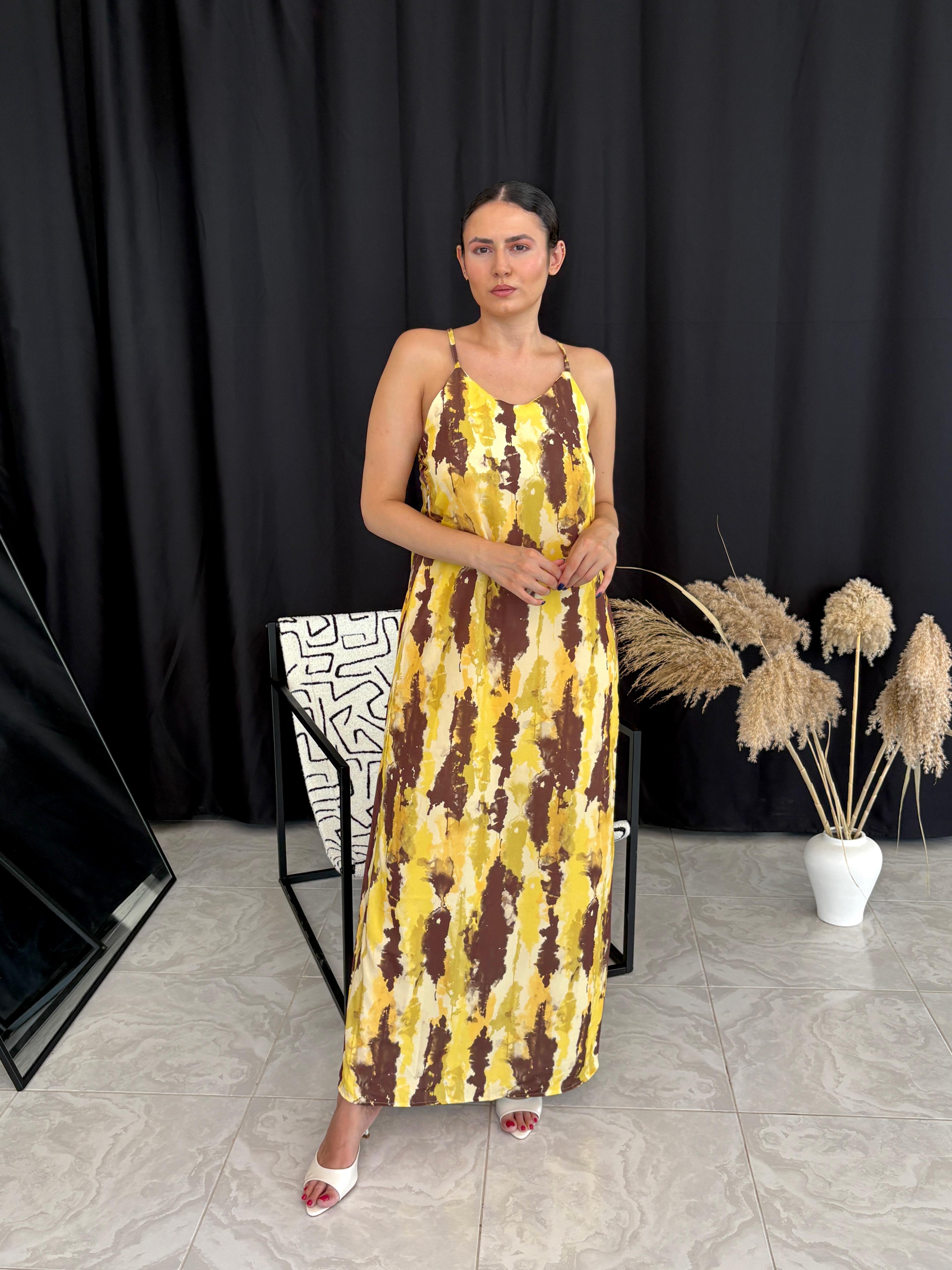 Sırtı Çapraz Detaylı Batik Elbise