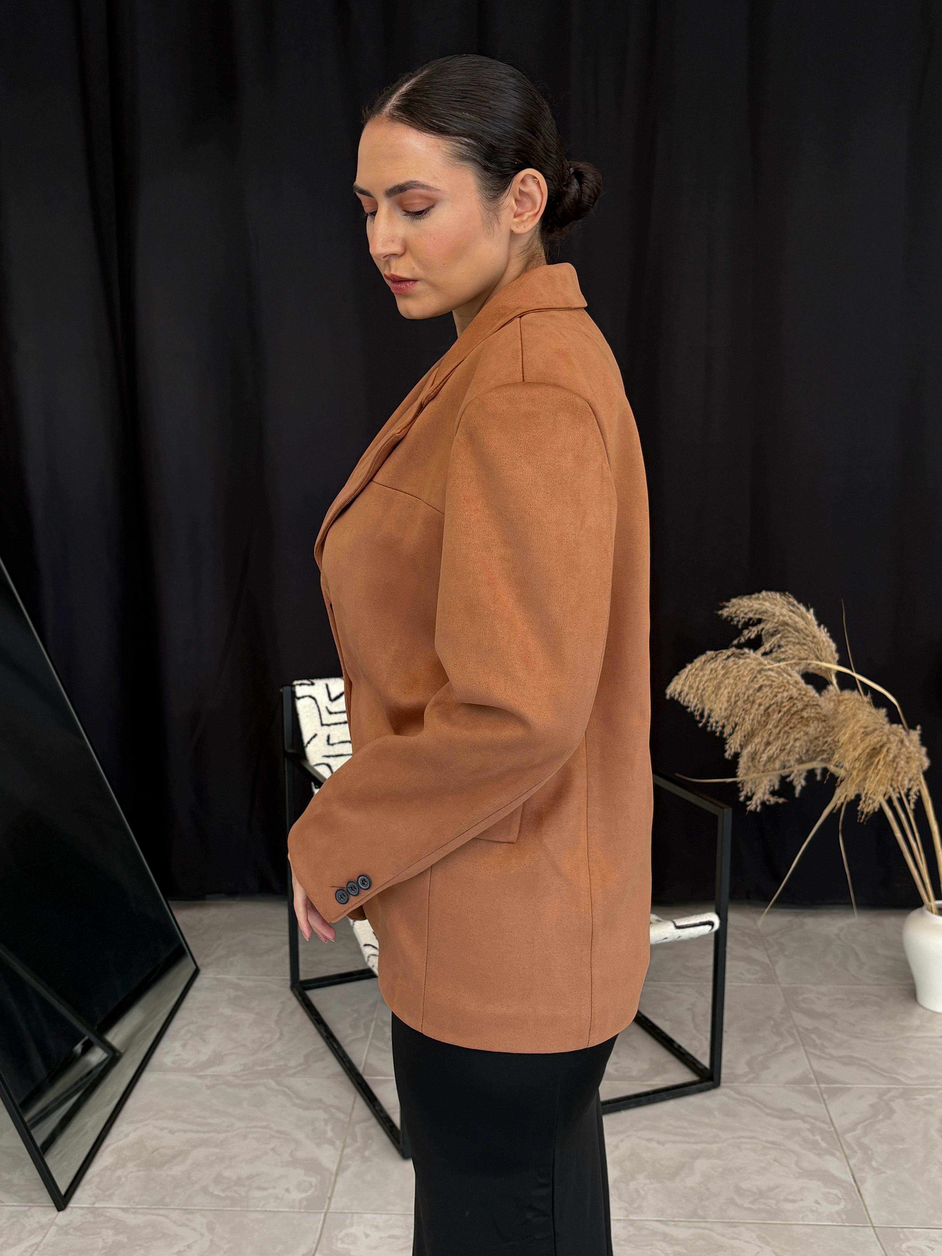 Taba Süet Blazer Ceket