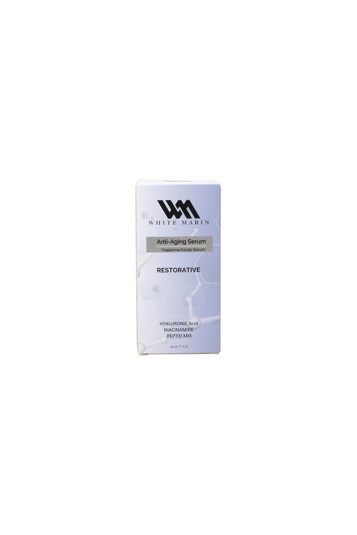 White Marin Yaşlanma Karşıtı Serum 30 ml (Hyaluronic Acid, Niacinamide Peptid Mix)