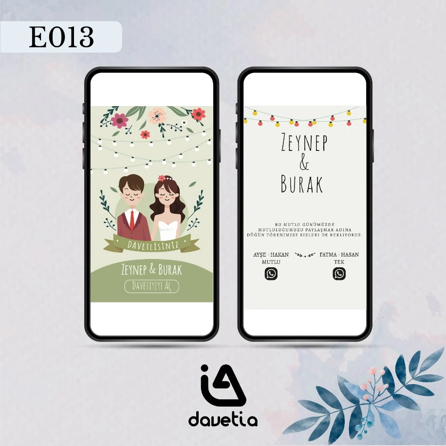 "E013" Dijital Düğün Davetiyesi