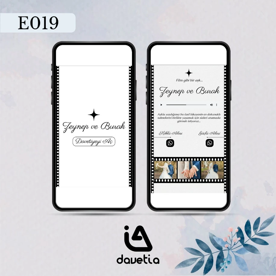 "E019" Dijital Düğün Davetiyesi