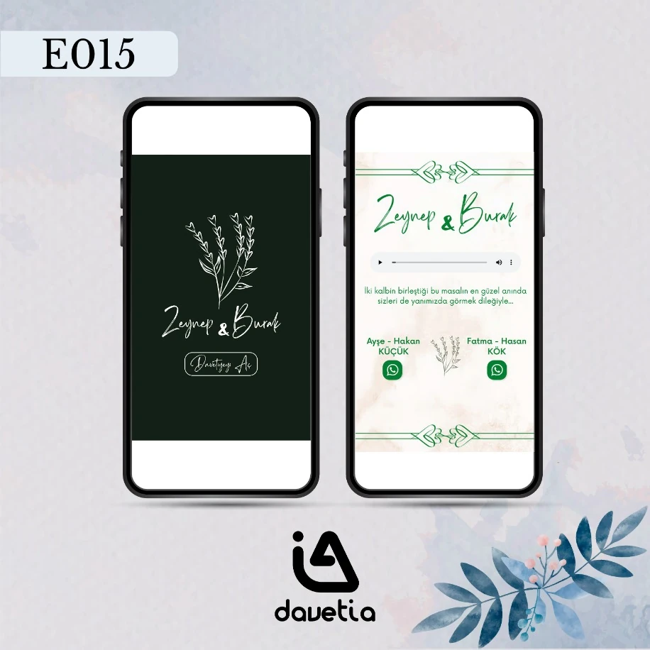 "E015" Dijital Düğün Davetiyesi