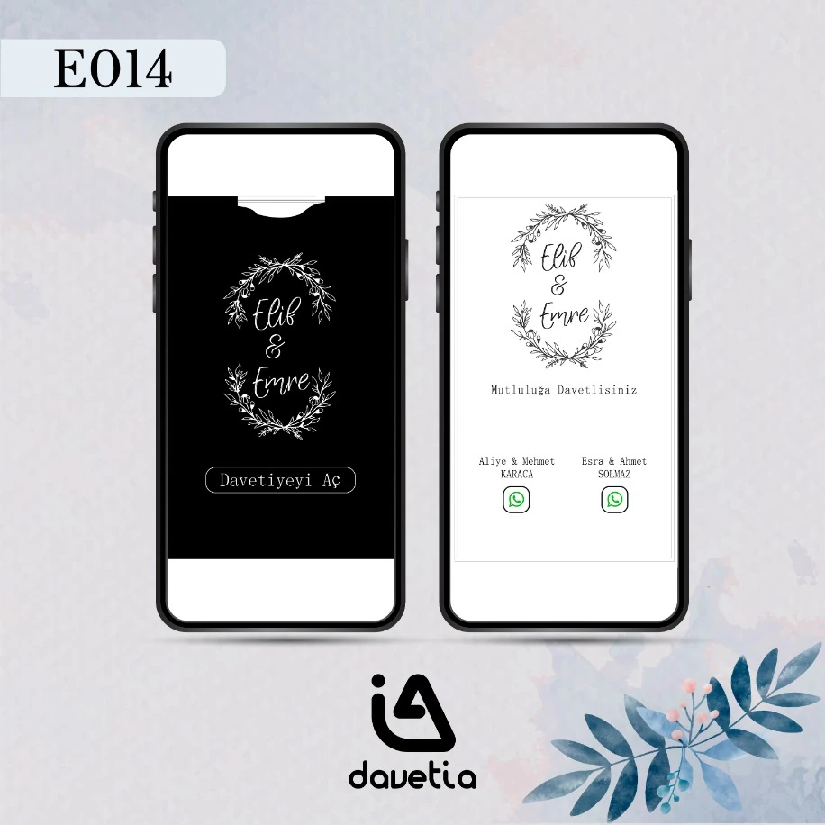 "E014" Dijital Düğün Davetiyesi