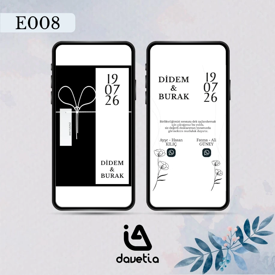"E008" Dijital Düğün Davetiyesi