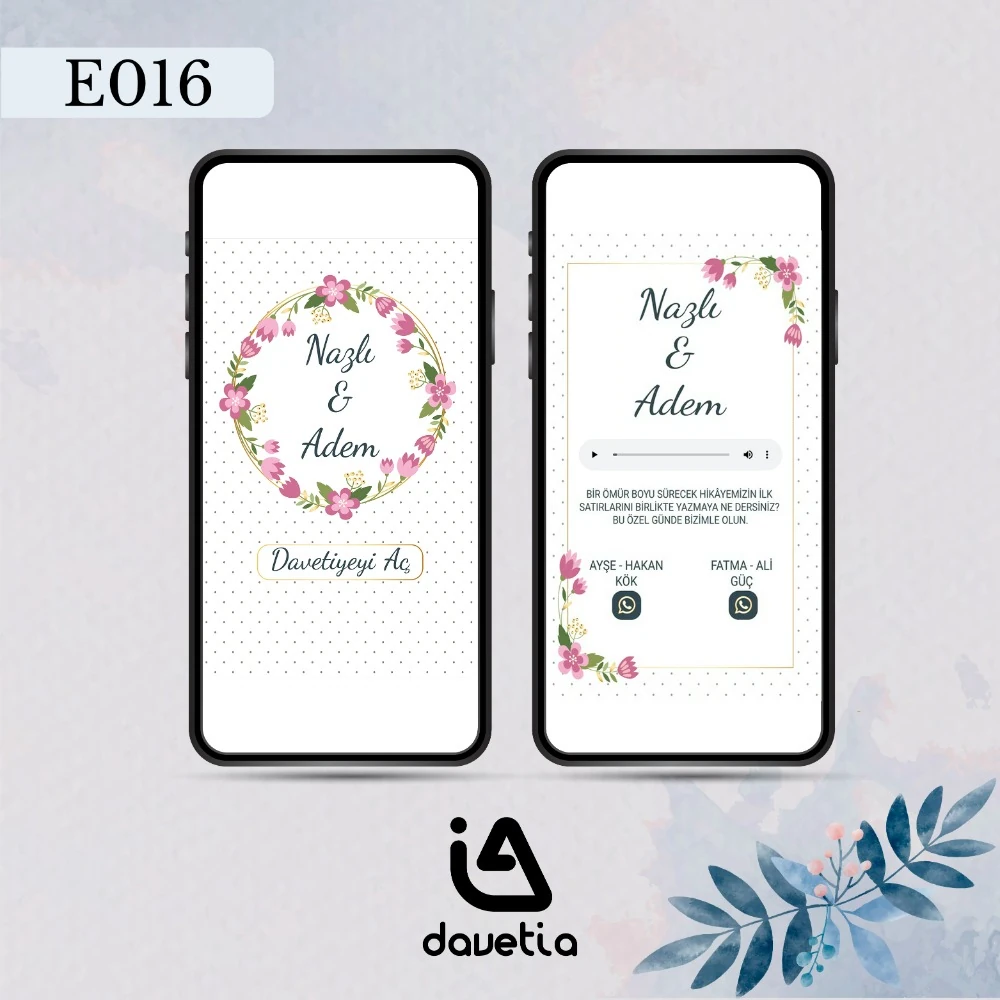 "E016" Dijital Düğün Davetiyesi