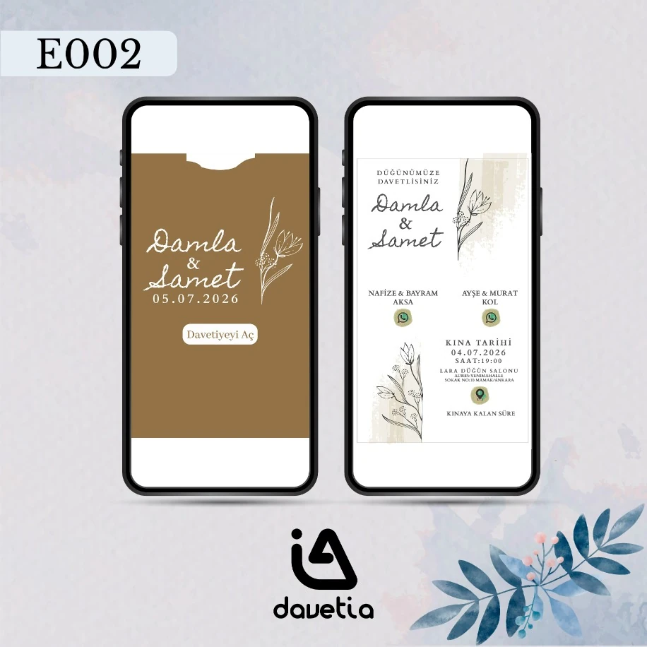  "E002" Dijital Düğün Davetiyesi
