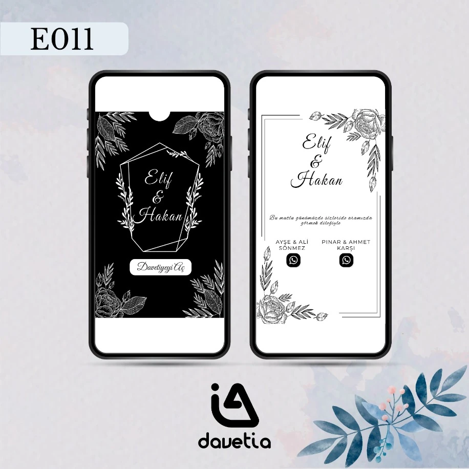 "E011" Dijital Düğün Davetiyesi