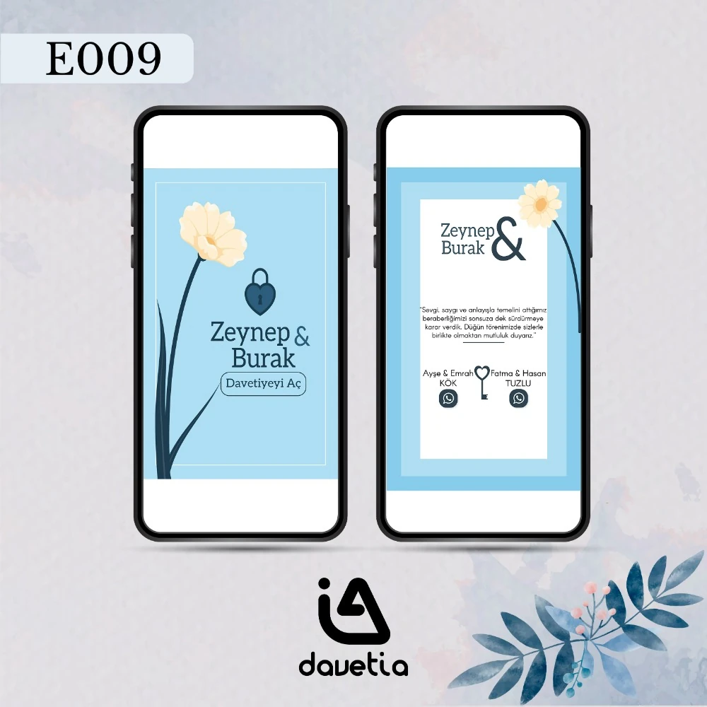 "E009" Dijital Düğün Davetiyesi
