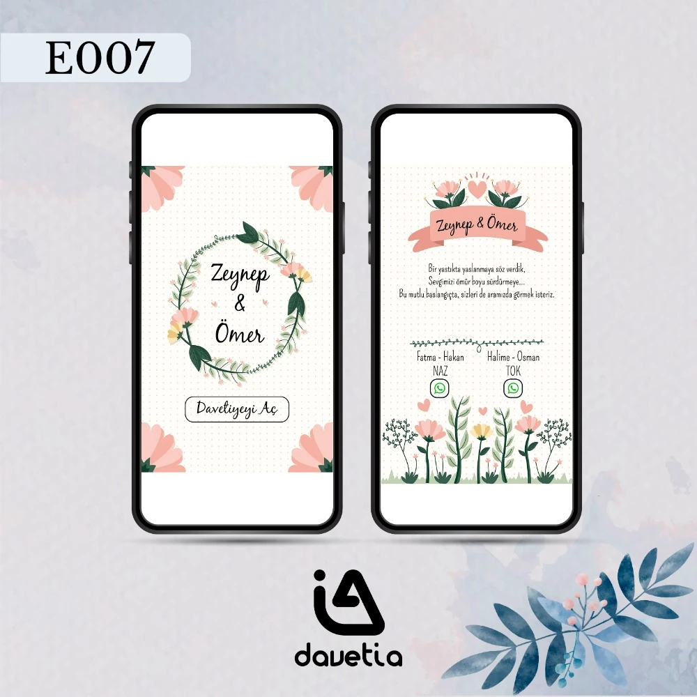 "E007" Dijital Düğün Davetiyesi