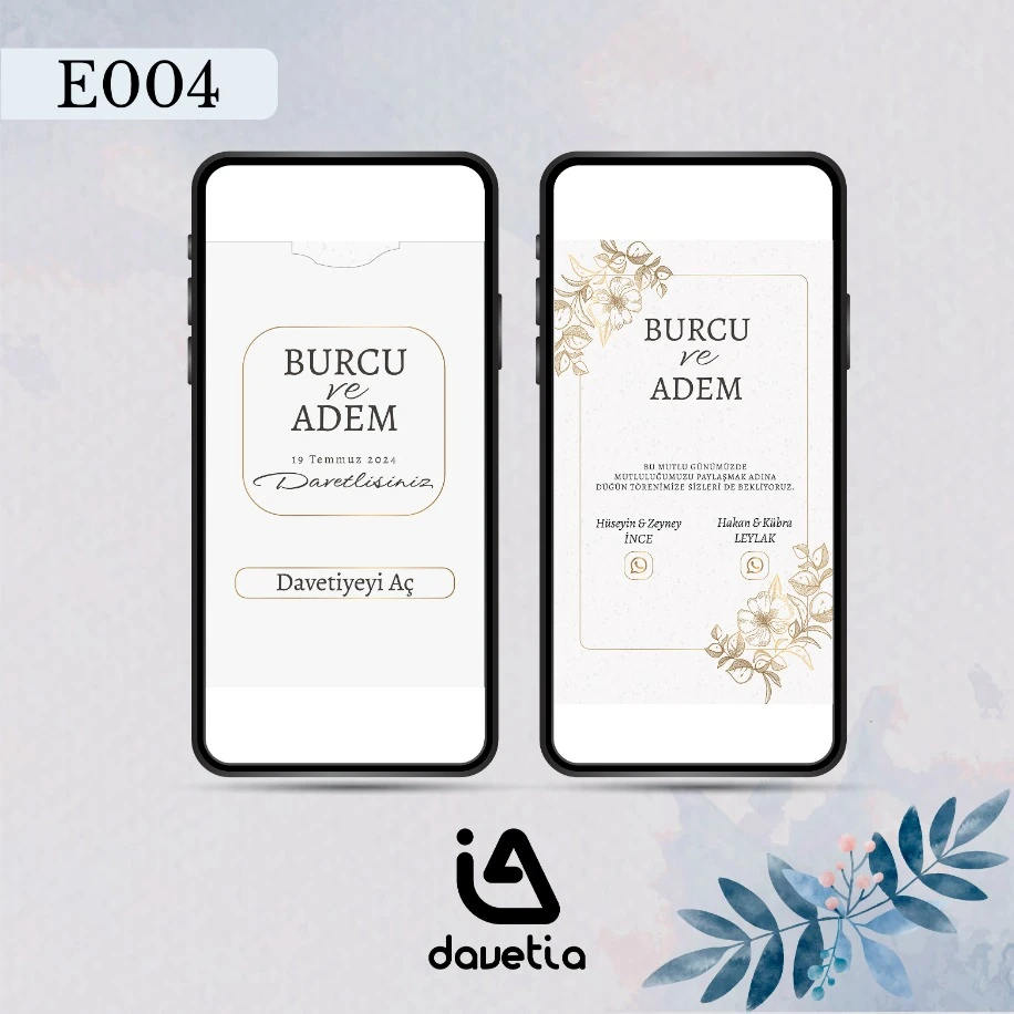 "E004" Dijital Düğün Davetiyesi