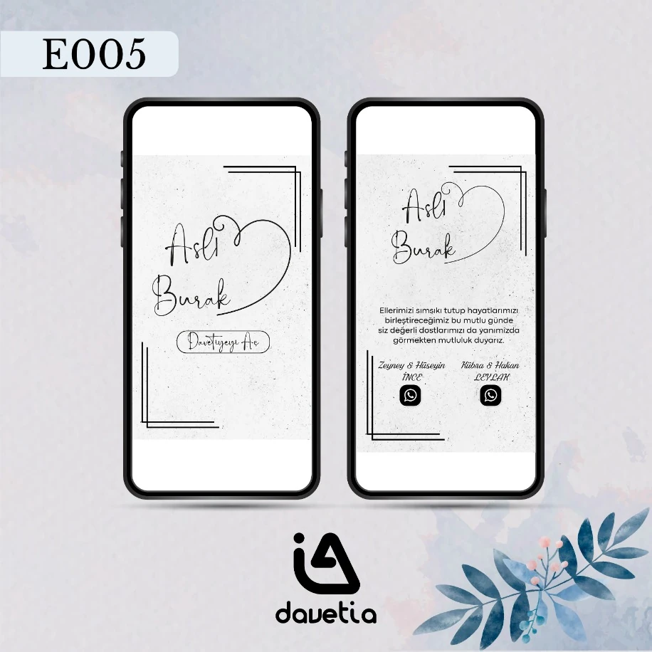 "E005" Dijital Düğün Davetiyesi