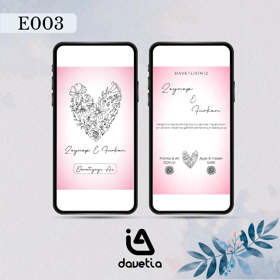 "E003" Dijital Düğün Davetiyesi