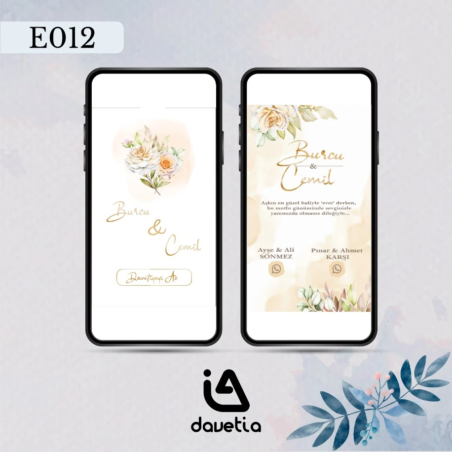 "E012" Dijital Düğün Davetiyesi