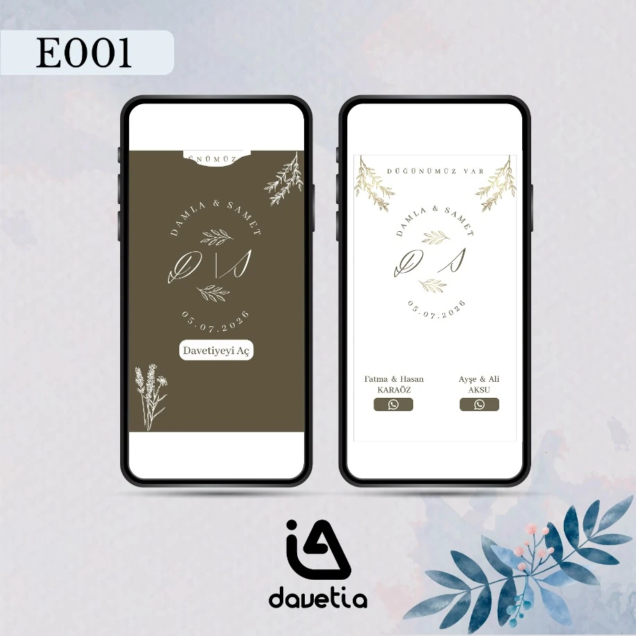 "E001" Dijital Düğün Davetiyesi