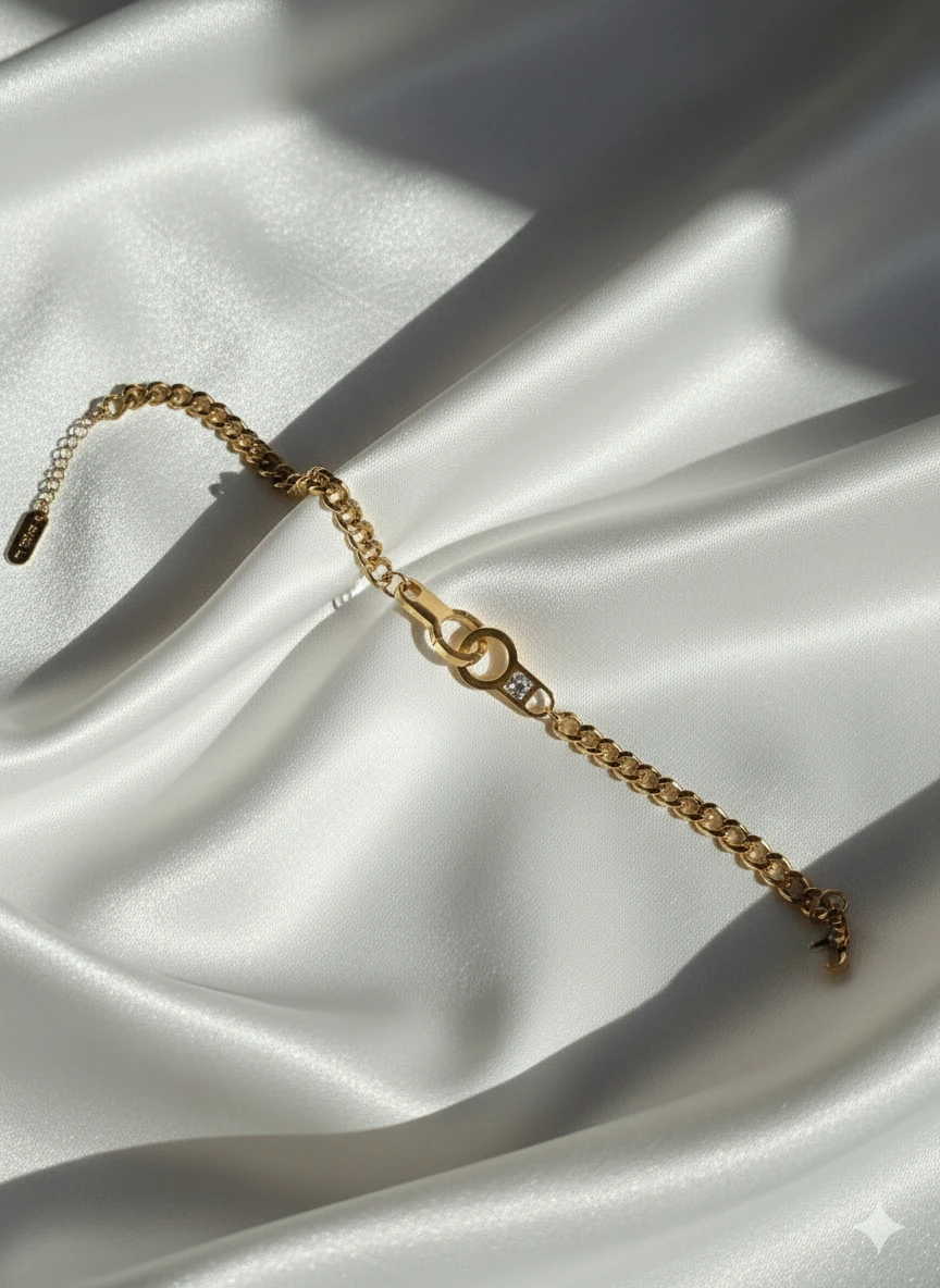 Çelik Çok Charmlı Gold Bileklik main variant image