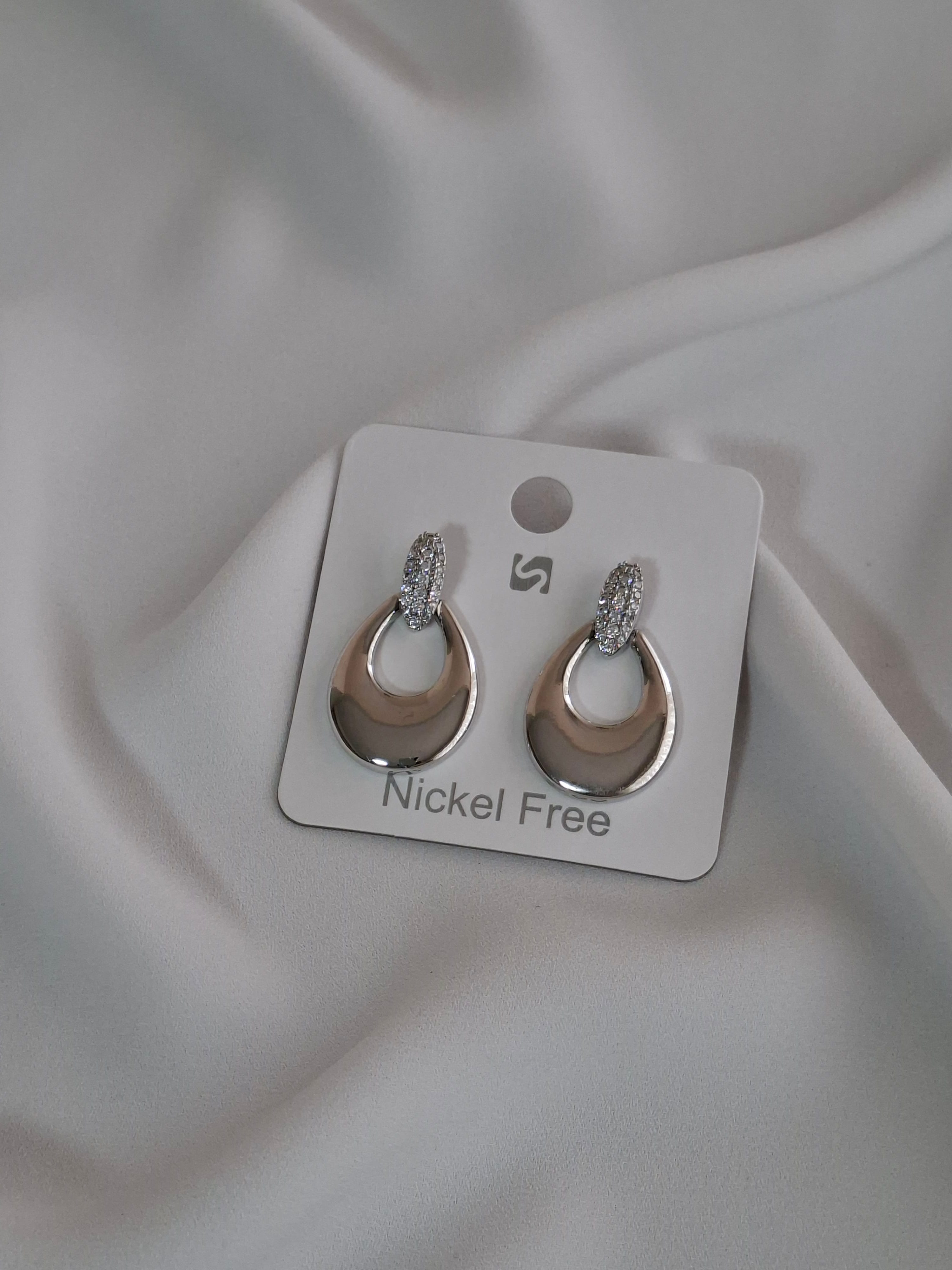 Pirinç Damla Taşlı Silver Küpe image