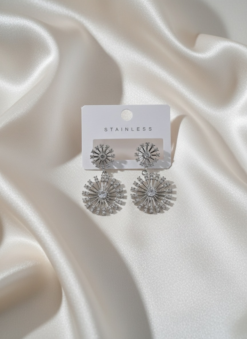 Çelik Sallantılı Kar Tanesi Silver Küpe image