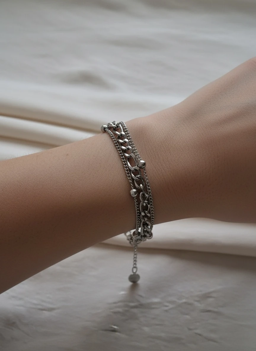 3'lü Çelik Dorikalı Silver Bileklik