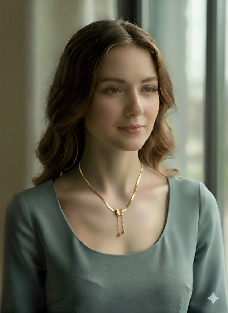 Çelik İtalyan Kelebek Gold Kolye