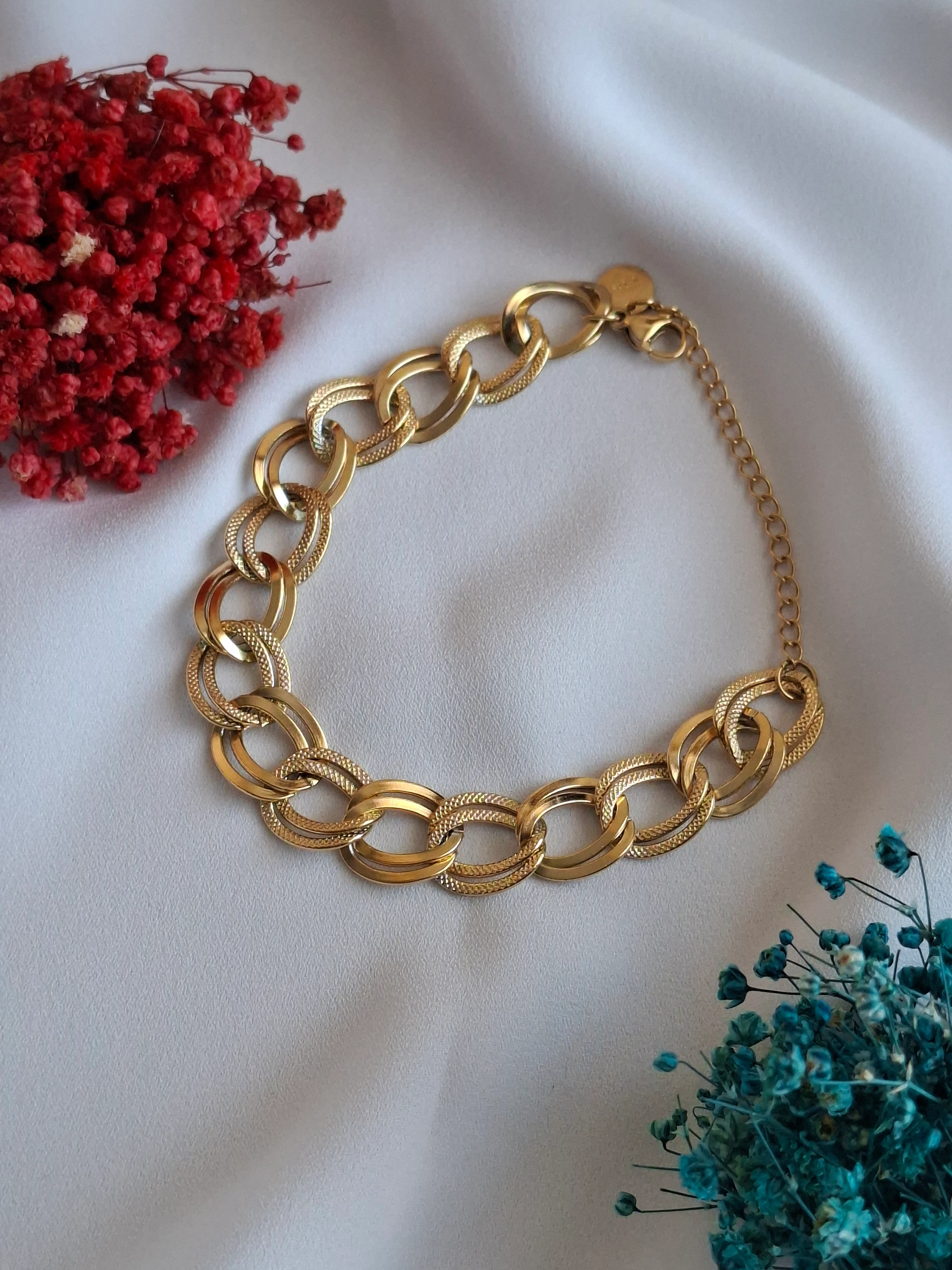 Çelik Çift Halkalı Kalın Zincir Bileklik image