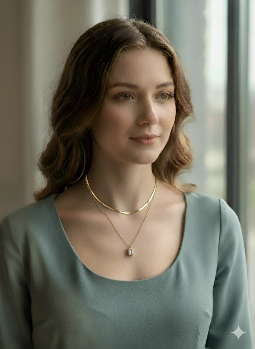 Çelik 2'li İtalyan Taşlı Gold Kolye