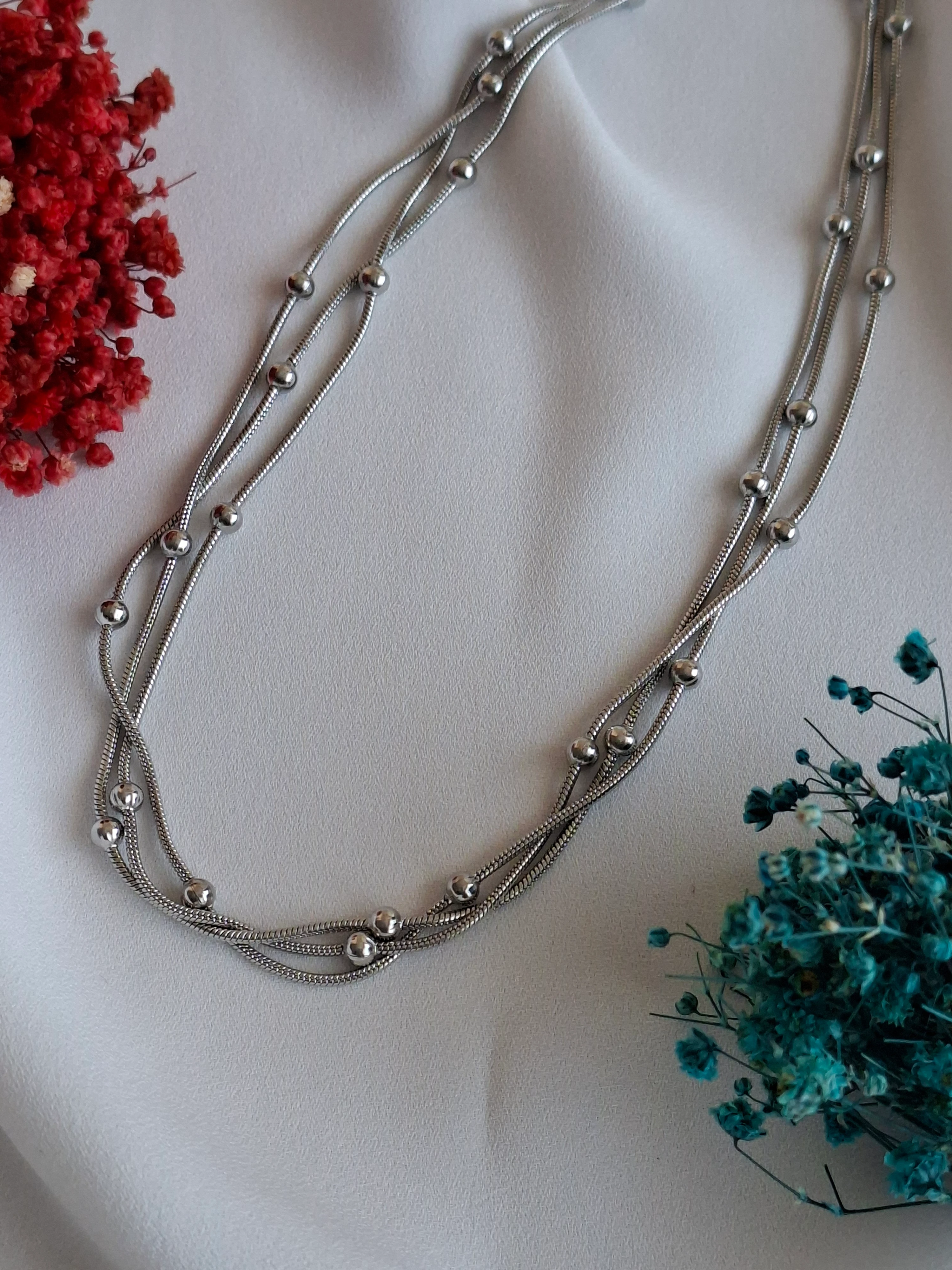 Çelik 3'lü Dorikalı Silver Kolye image