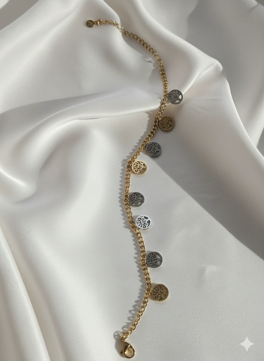 Çelik Hayat Ağacı Gold Bileklik main variant image