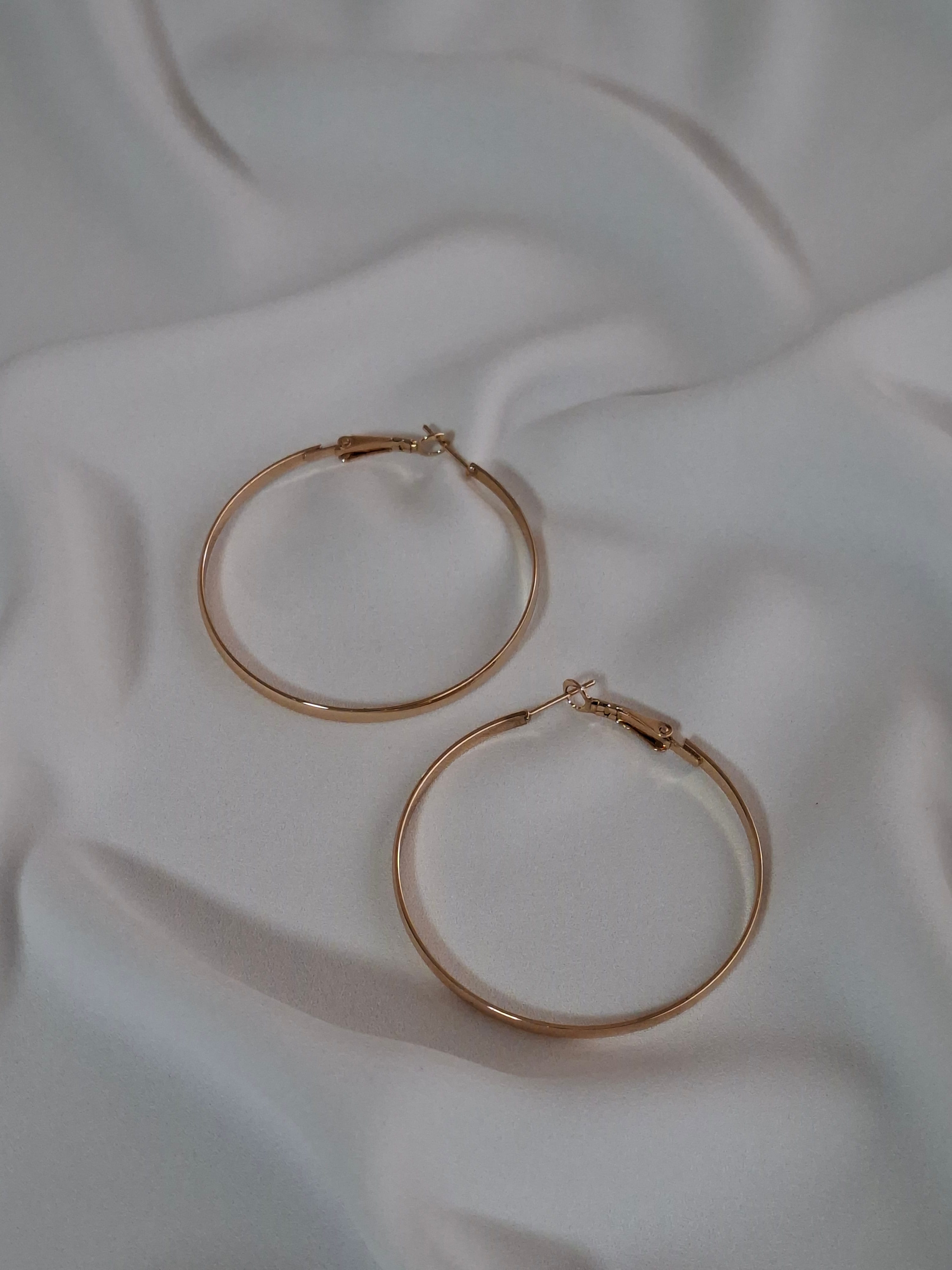 Pirinç Geniş İnce Halka Maxi Gold Küpe image