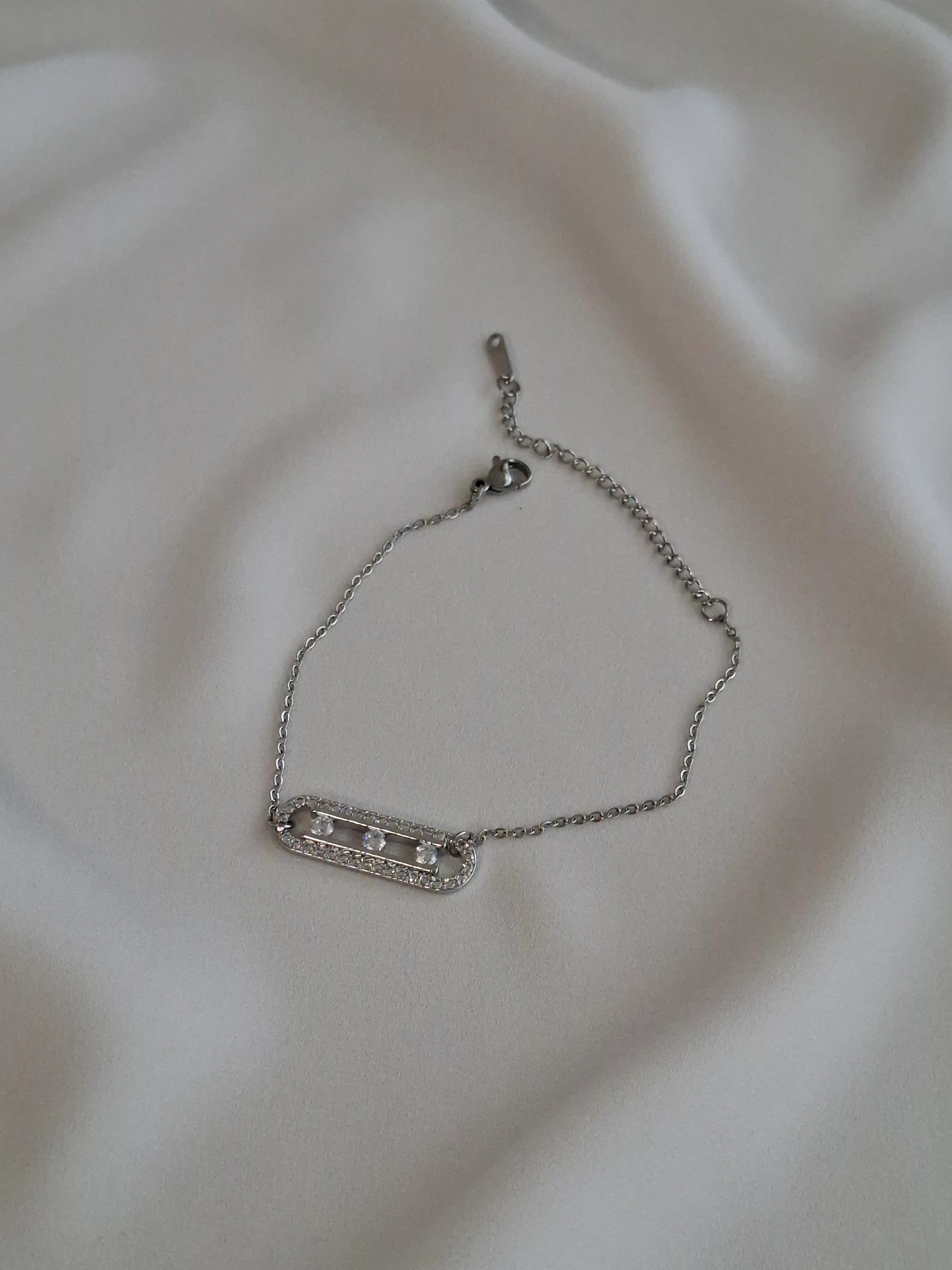 Çelik 3 Taşlı Silver Bileklik image