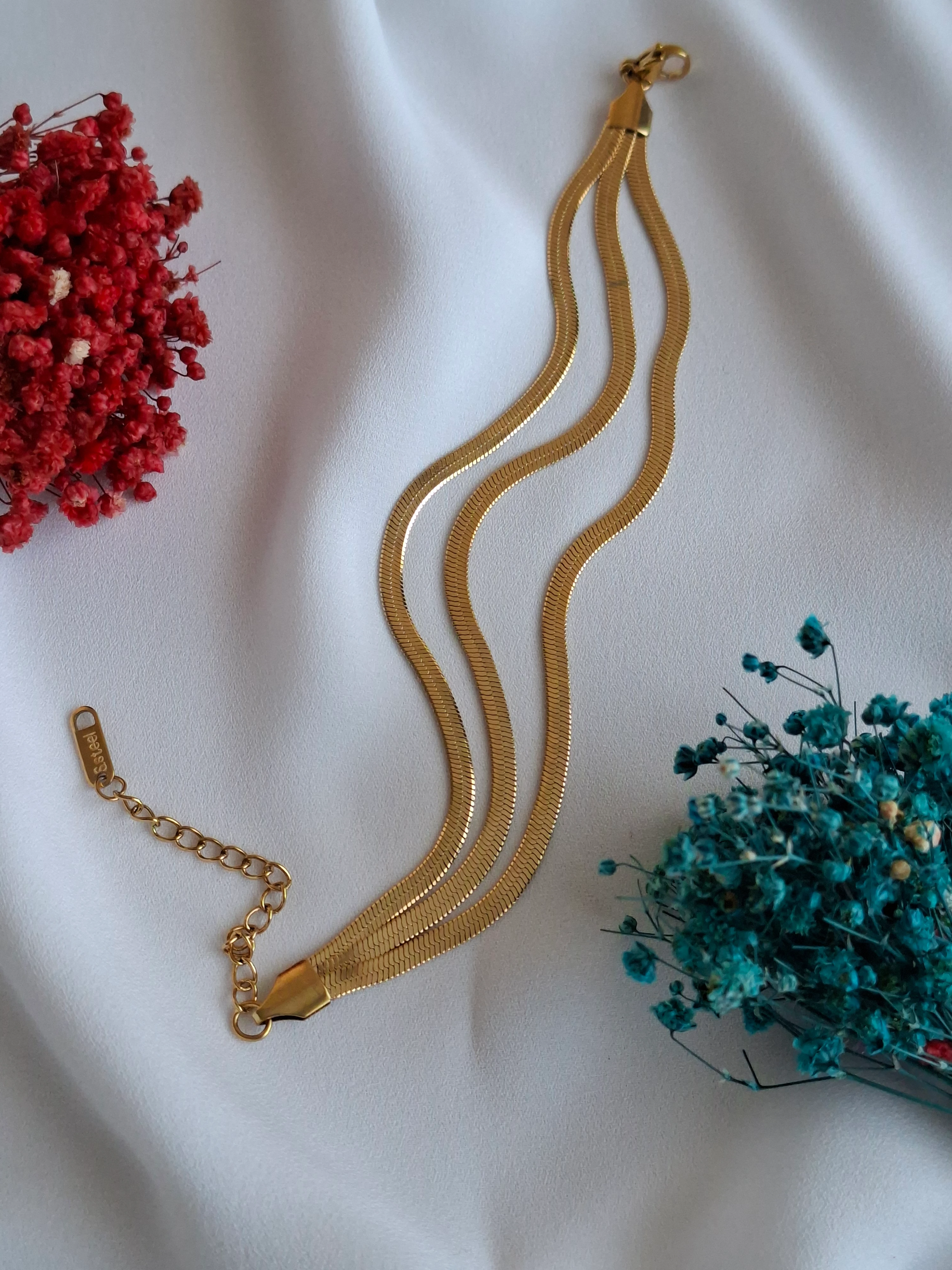 Çelik 3 Sıralı İtalyan Gold Bileklik image