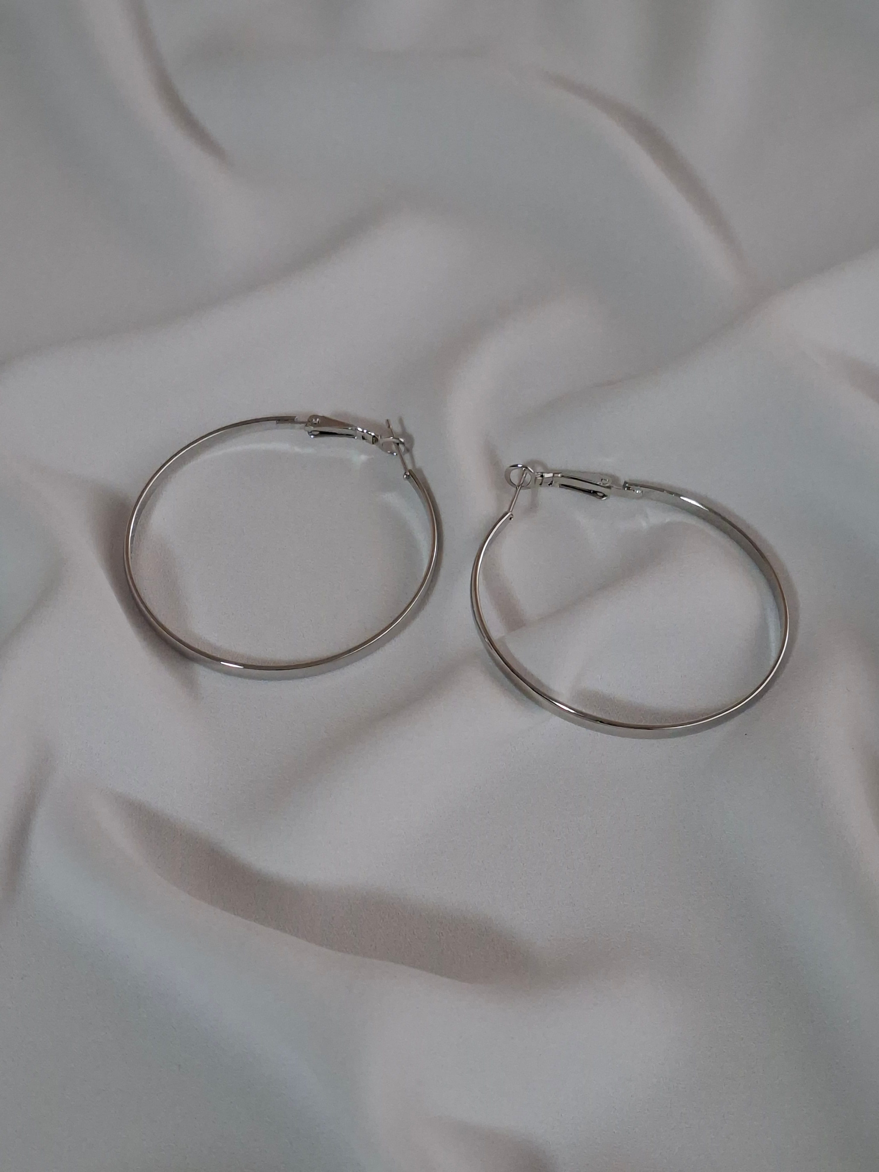 Pirinç Geniş İnce Halka Silver Küpe image