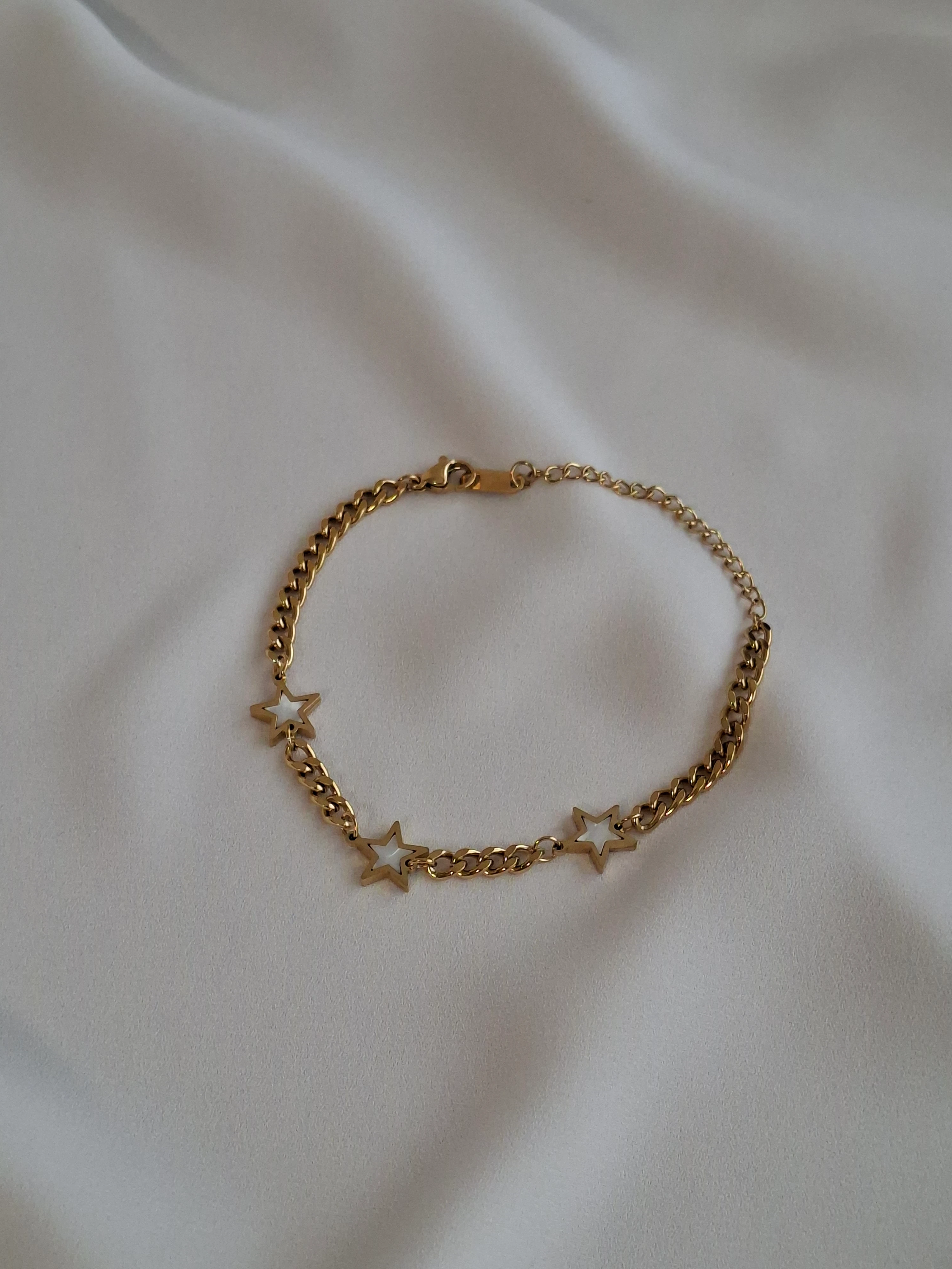Çelik Sedefli Yıldız Gold Bileklik image