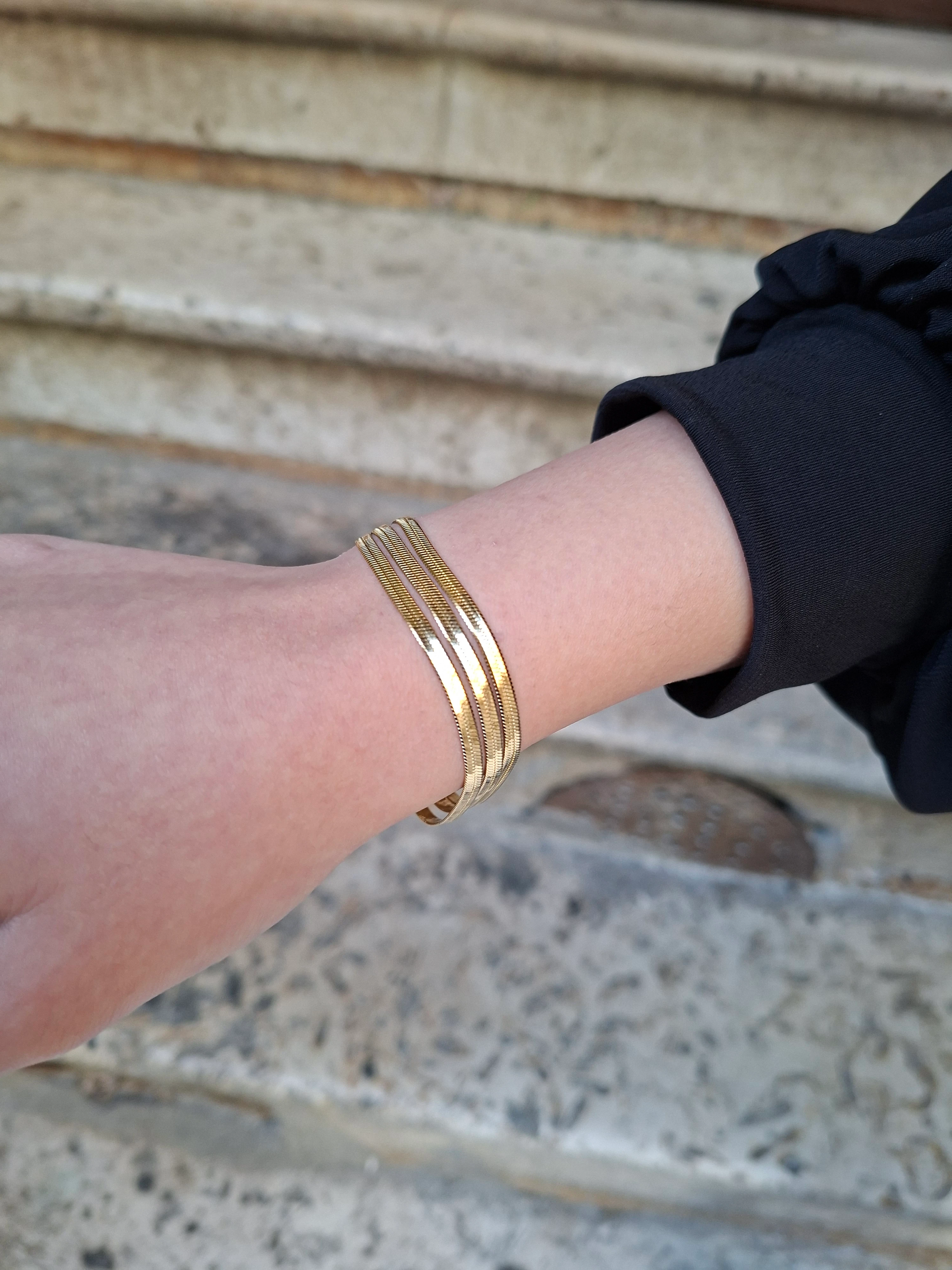 Çelik 3 Sıralı İtalyan Gold Bileklik