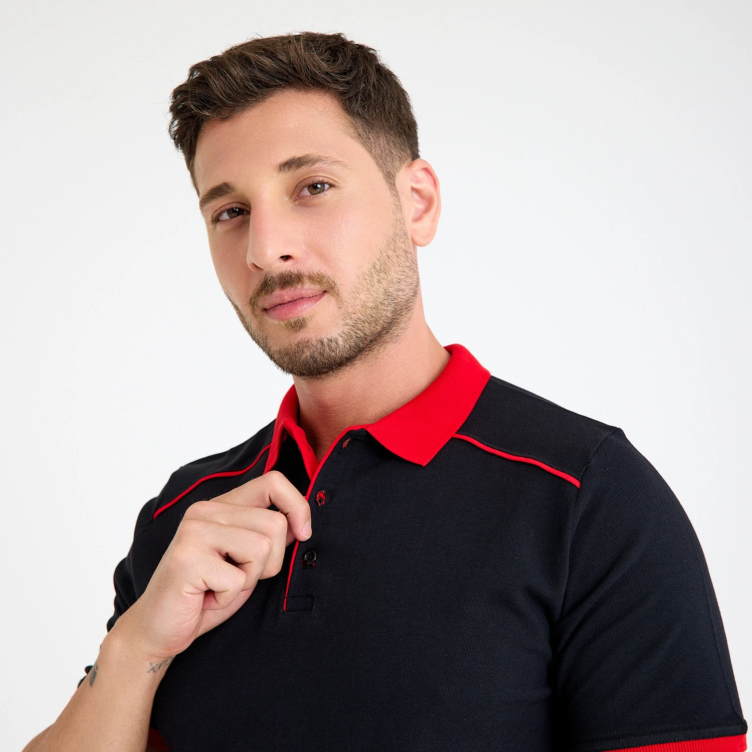 Lacivert Kısa Kol Siyah Polo Yaka İş Tişörtü