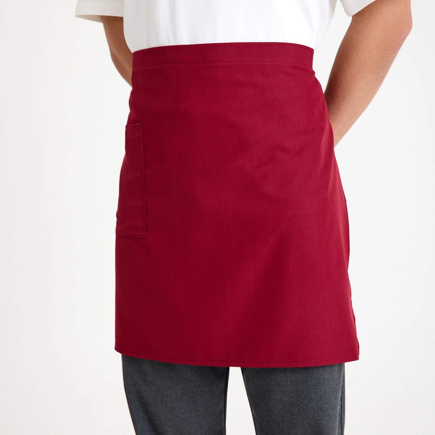 Bordo Biyeli Cepli Yarım Önlük