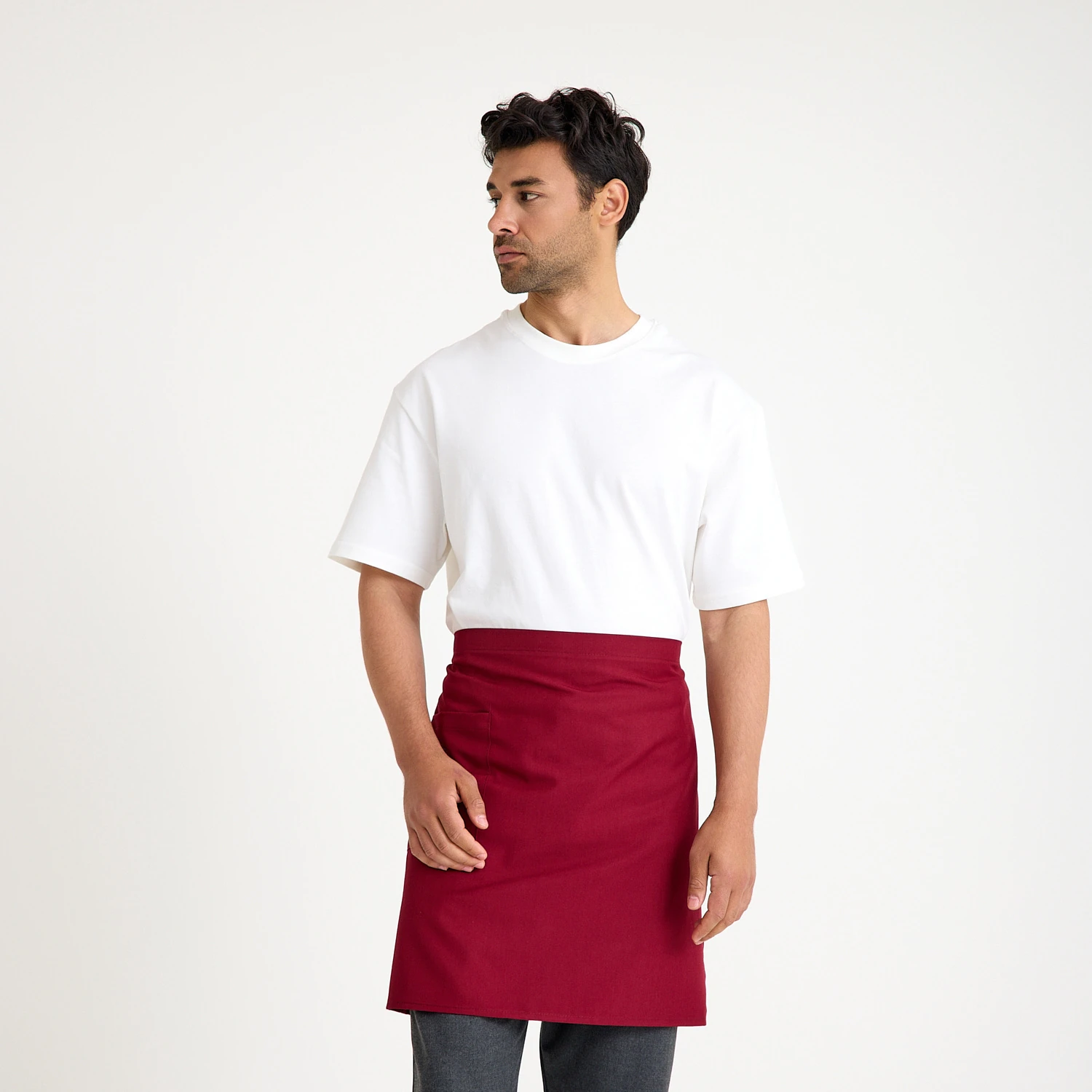 Bordo Biyeli Cepli Yarım Önlük