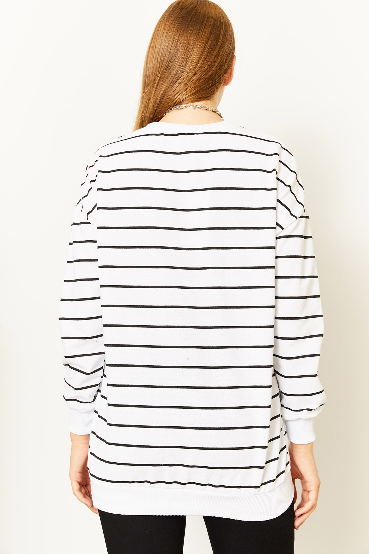 Kadın Çizgili Sweatshirt