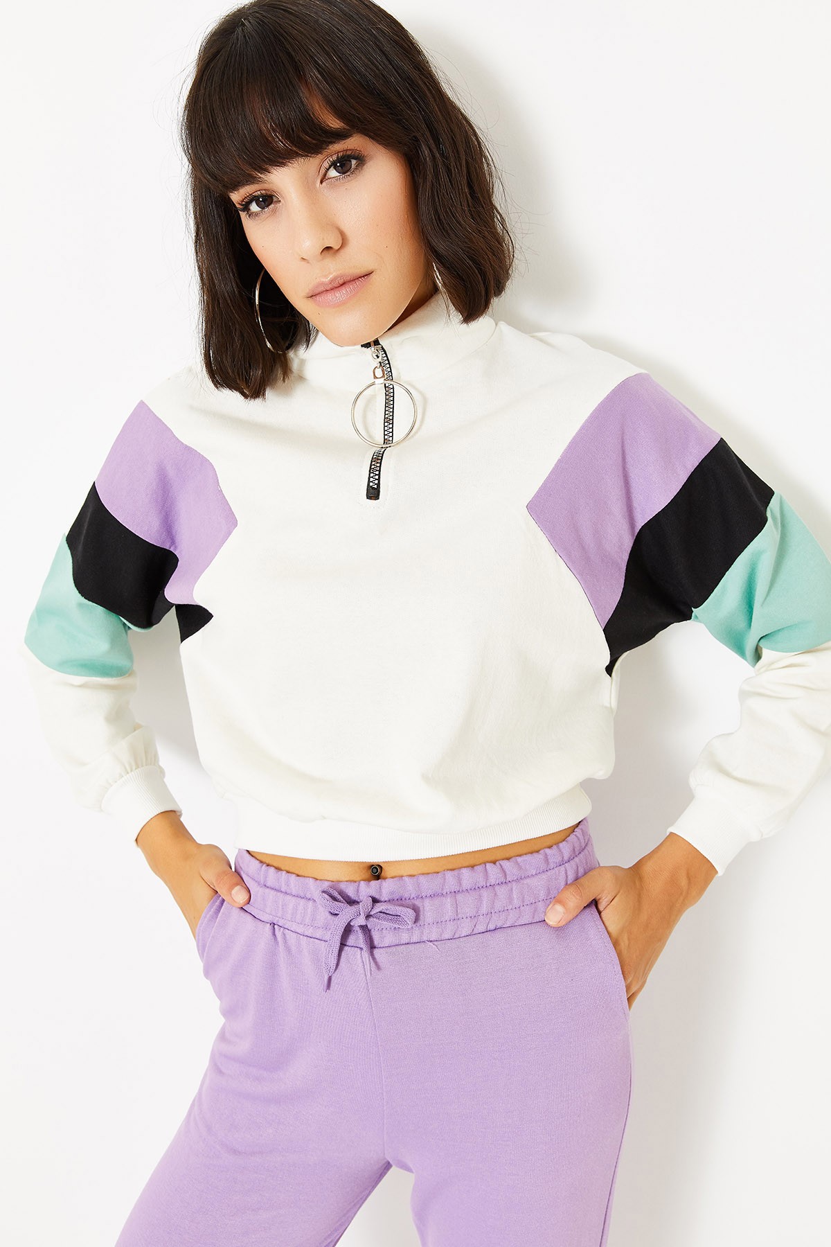 Kadın Yarım Fermuarlı Sweatshirt