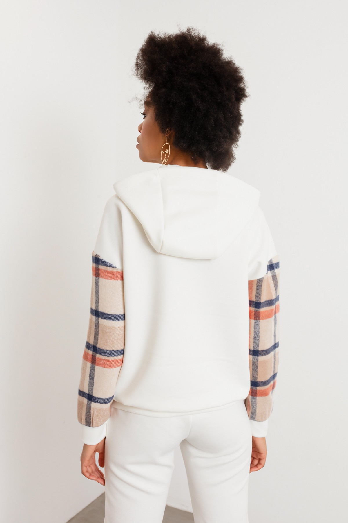 Kadın Ekose Desenli Sweatshirt