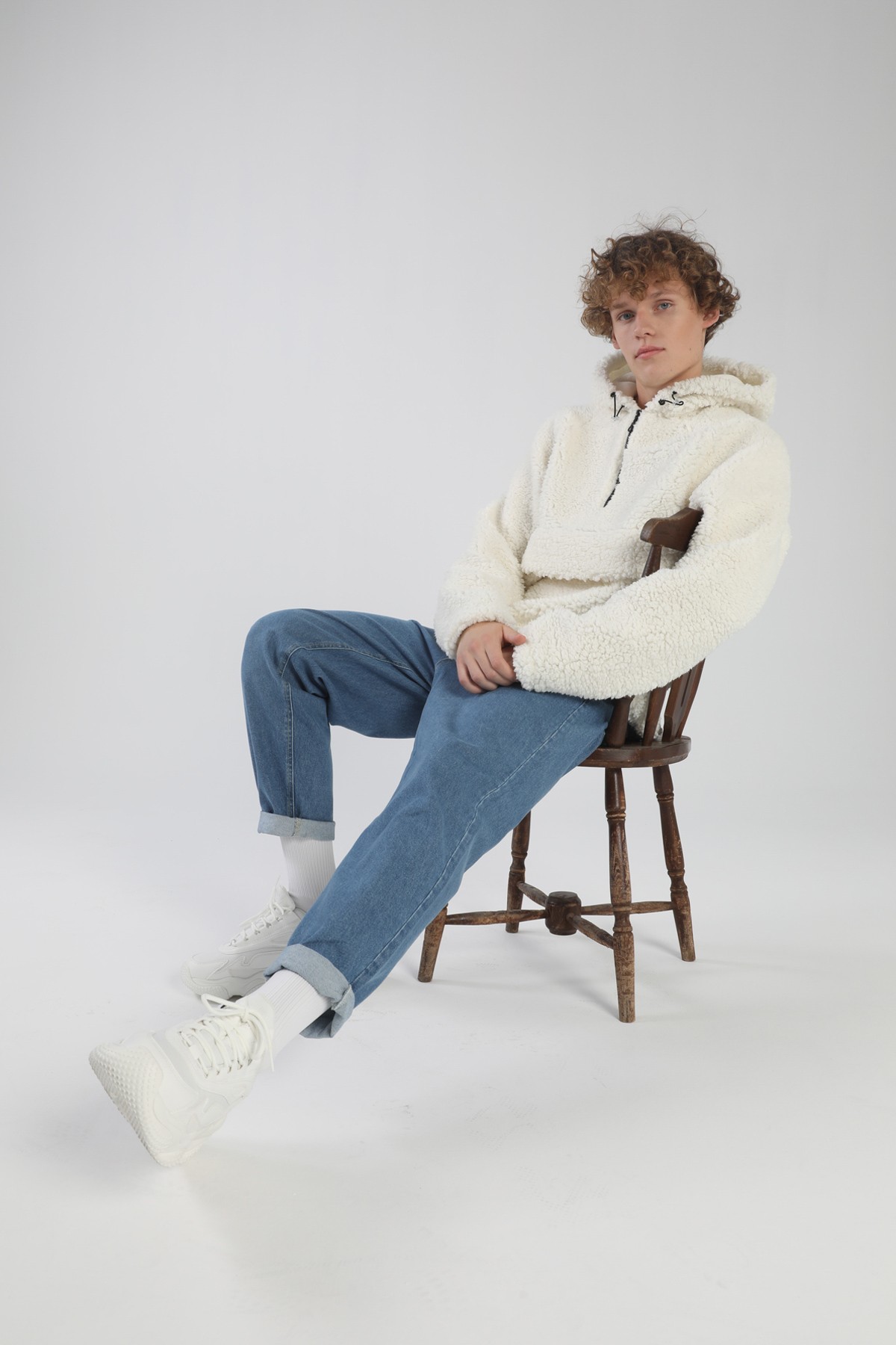 Erkek Kapüşonlu Peluş Sweatshirt