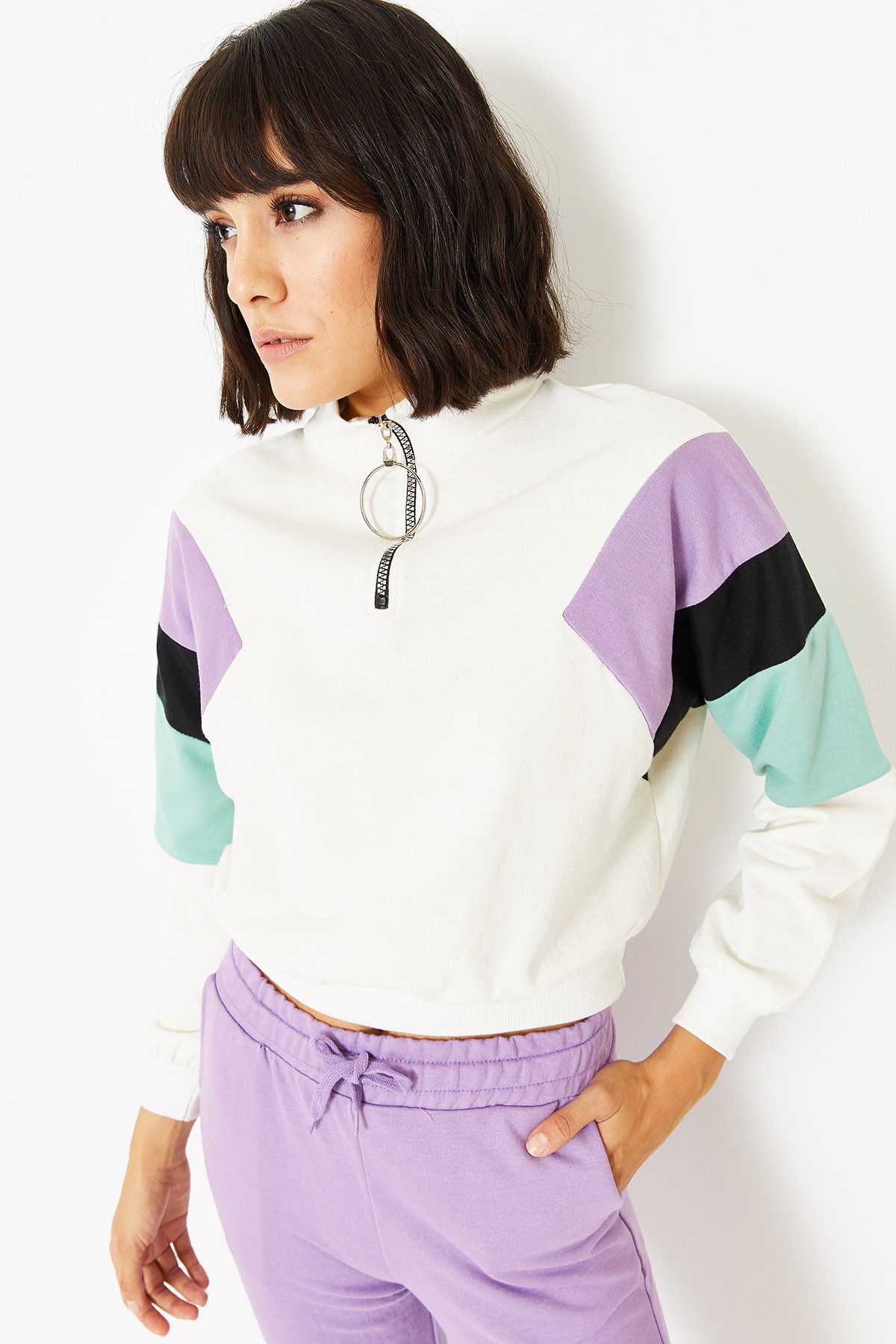 Kadın Yarım Fermuarlı Sweatshirt