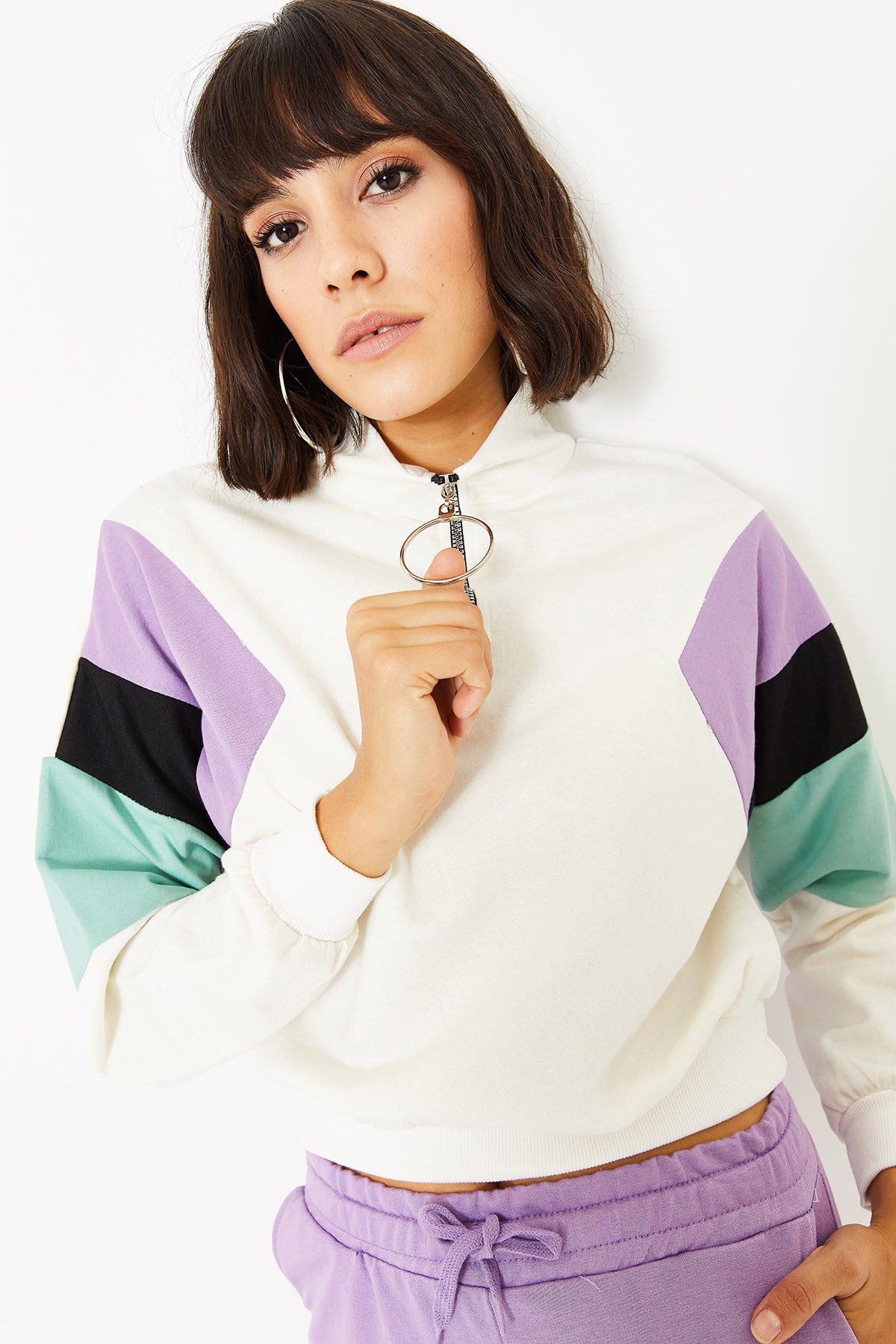 Kadın Yarım Fermuarlı Sweatshirt
