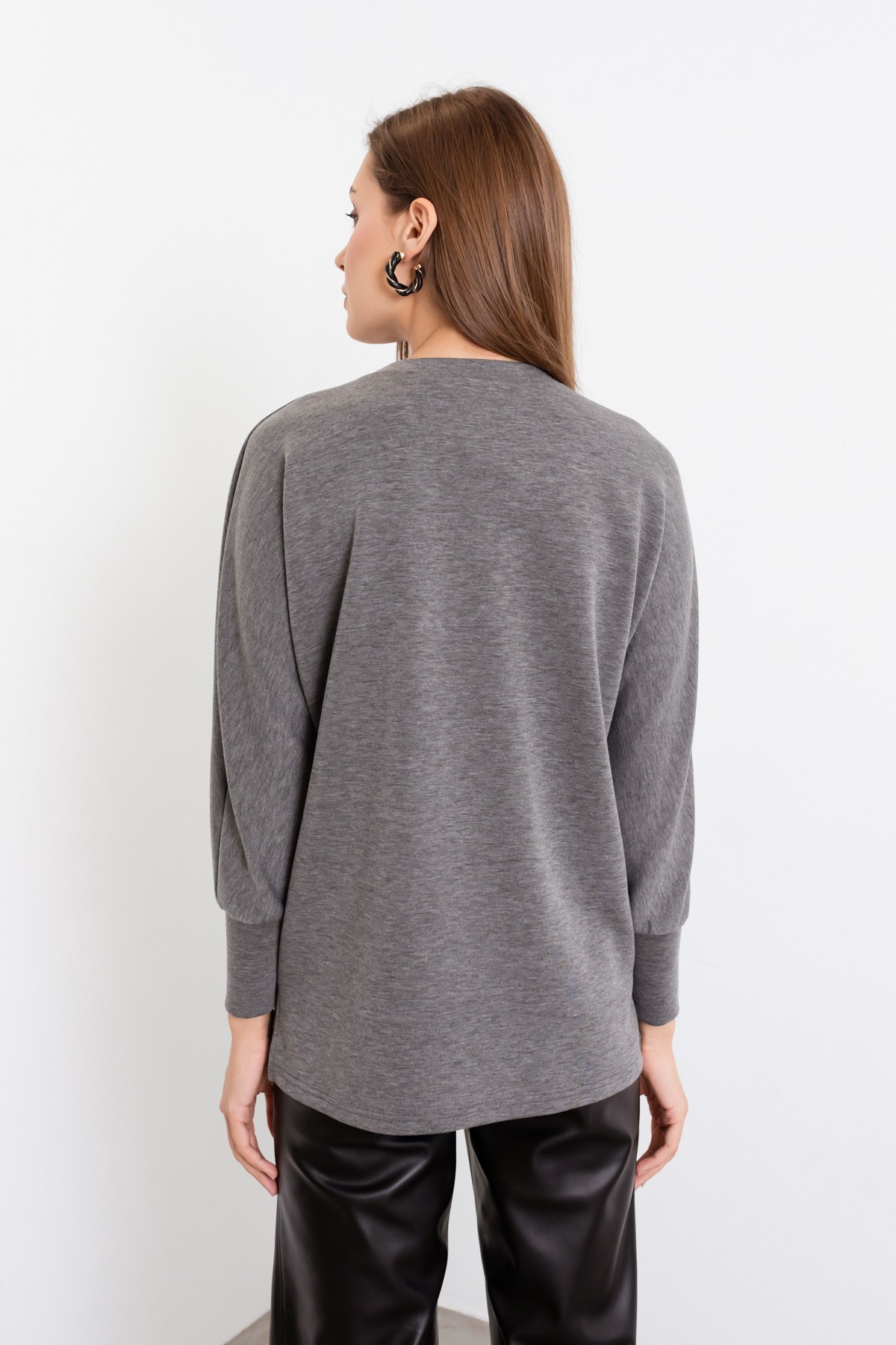 Kadın Baskılı Fular Detaylı Sweatshirt