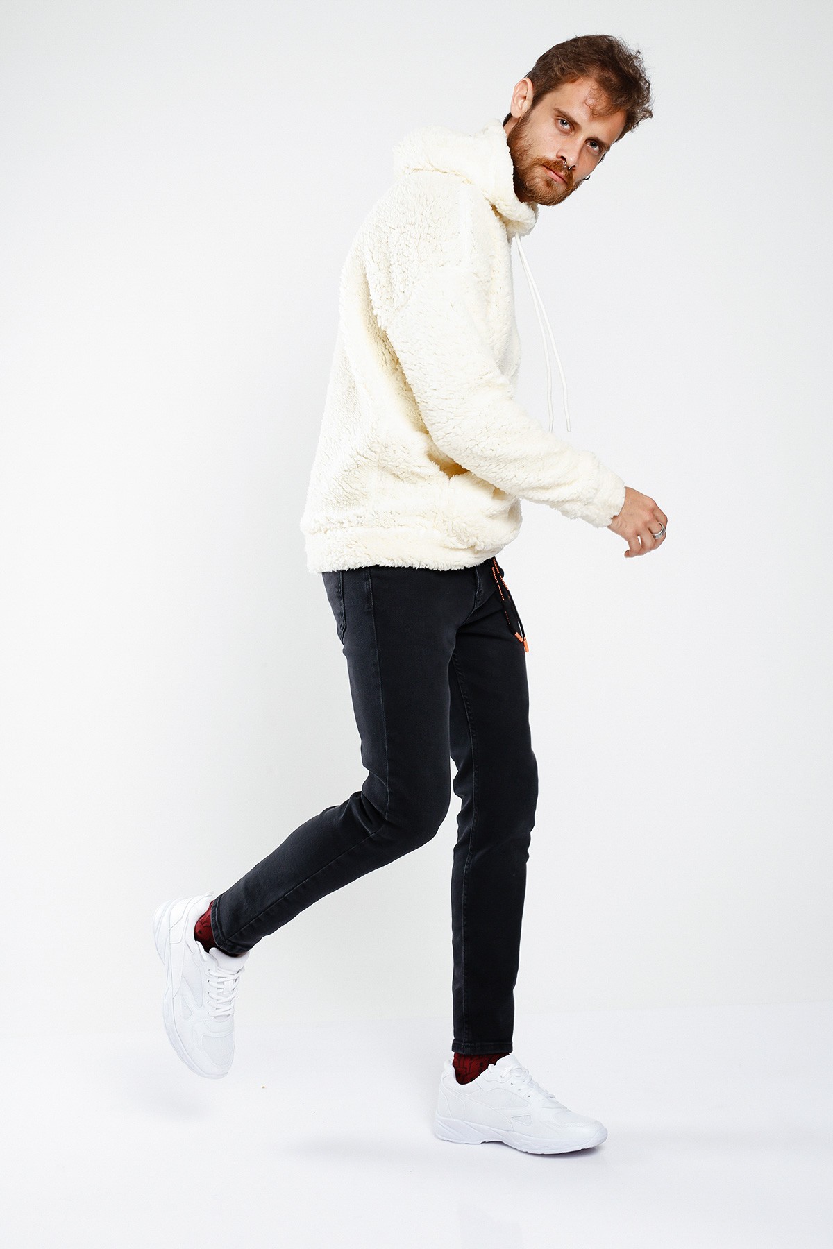 Erkek Oversize Peluş Sweatshirt